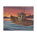 Fishing Boat Jigsaw Puzzle - Retro Sunset Scene, 'Casting Memories'