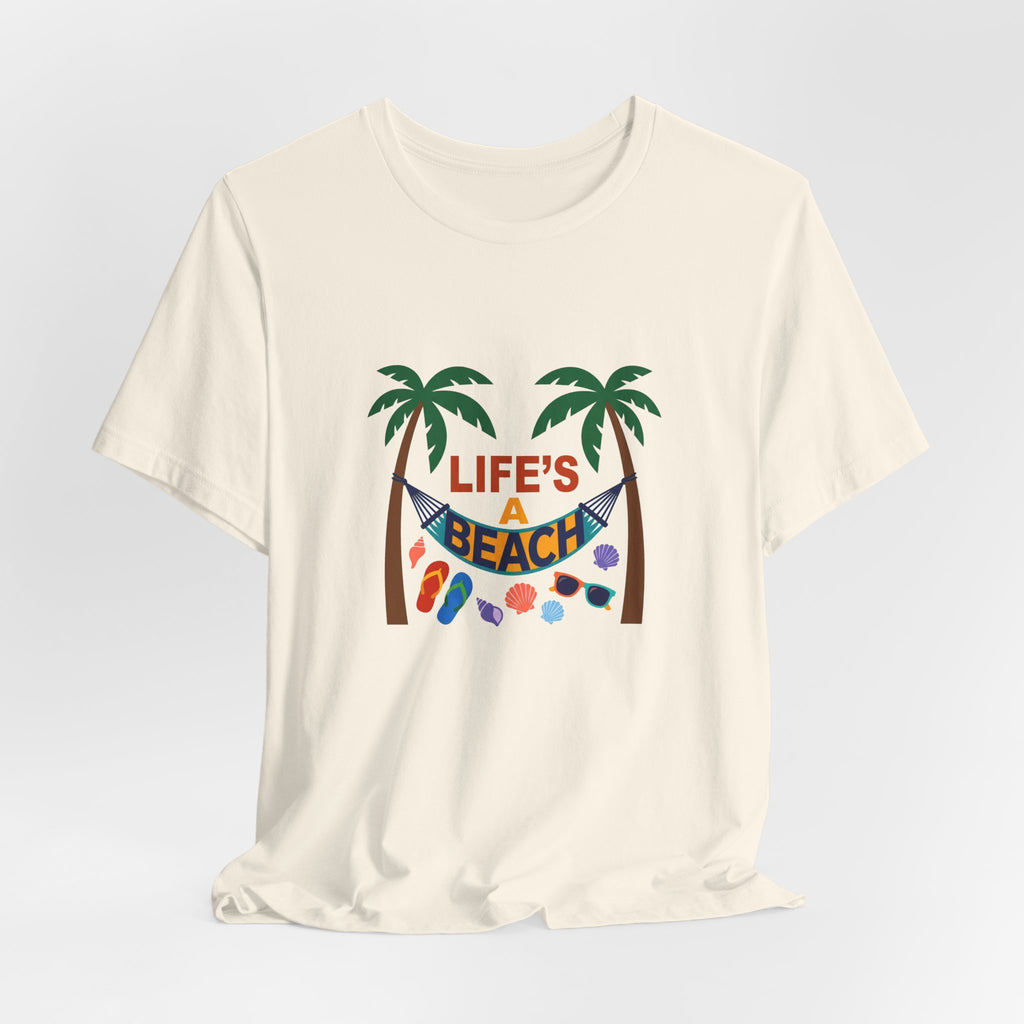 Beach Scene Hammock Tee with Intricate Illustration