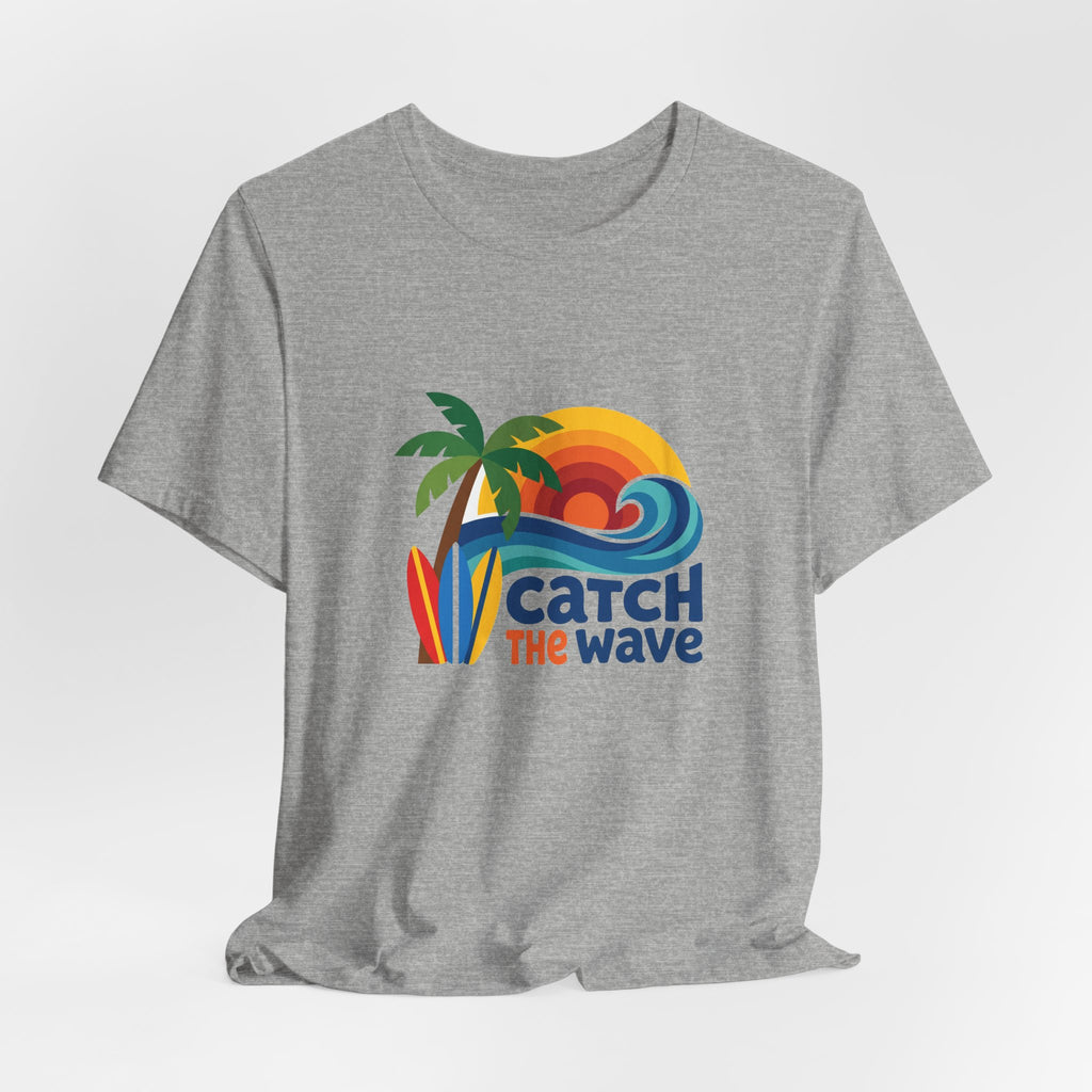 Catch the Wave Tee - Retro Beach Sunset Surfboard Design