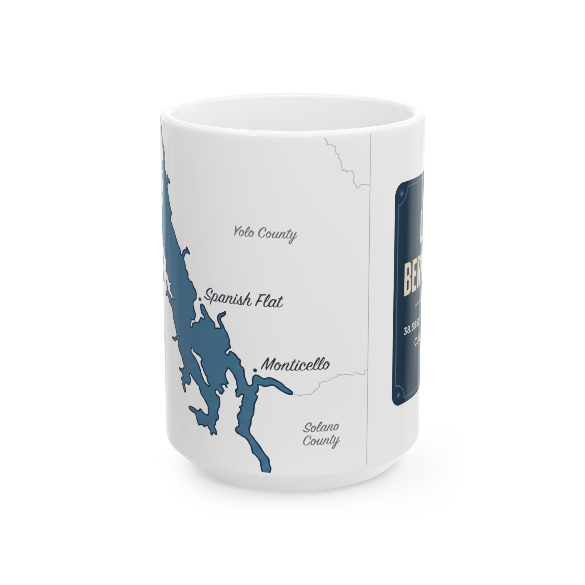 Lake Berryessa Map Silhouette Coffee Mug 15oz - Unique Lake Life Souvenir