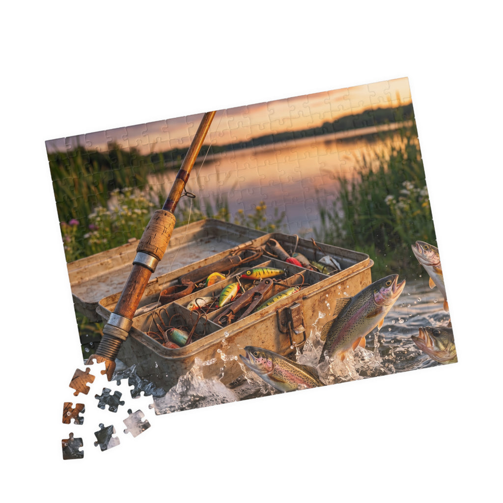 Fishing Rod Jigsaw Puzzle - Vintage Tackle Box Design