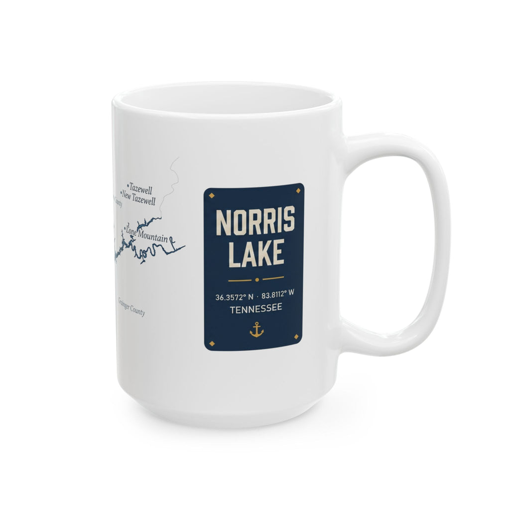 Norris Lake Map Silhouette Coffee Mug 15oz - Unique Lake Life Souvenir