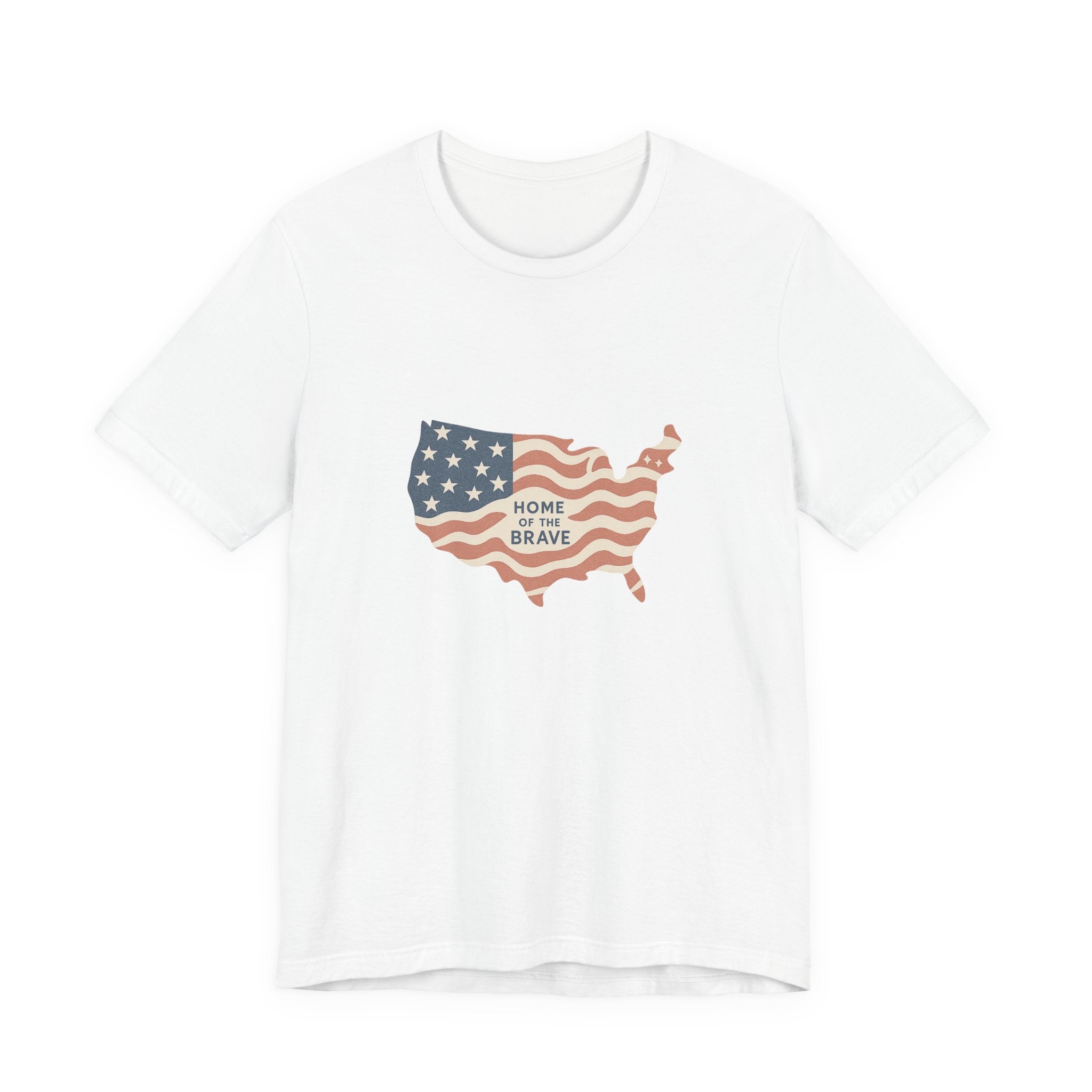 Minimalist USA Map Tee with Stars and Stripes Design