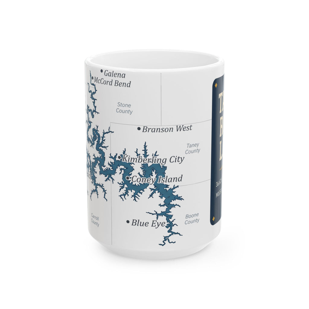 Table Rock Lake Map Silhouette Coffee Mug 15oz - Unique Lake Life Souvenir