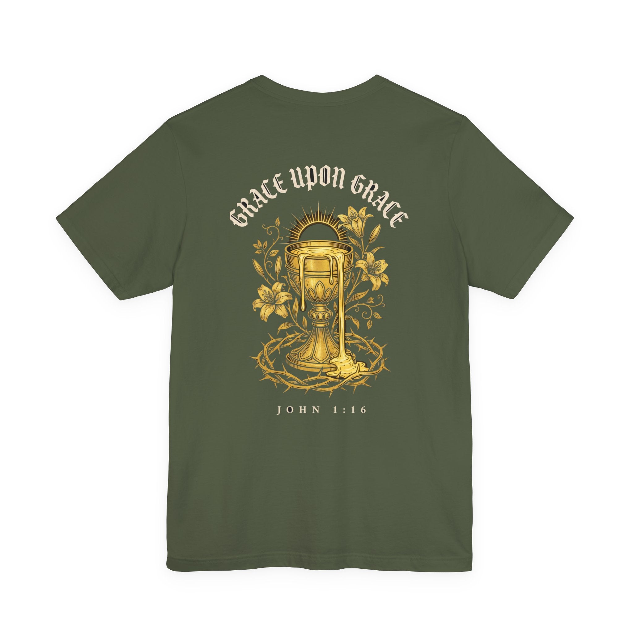 Grace Upon Grace Christian Tee | John 1:16 Floral Faith Bible Verse Shirt