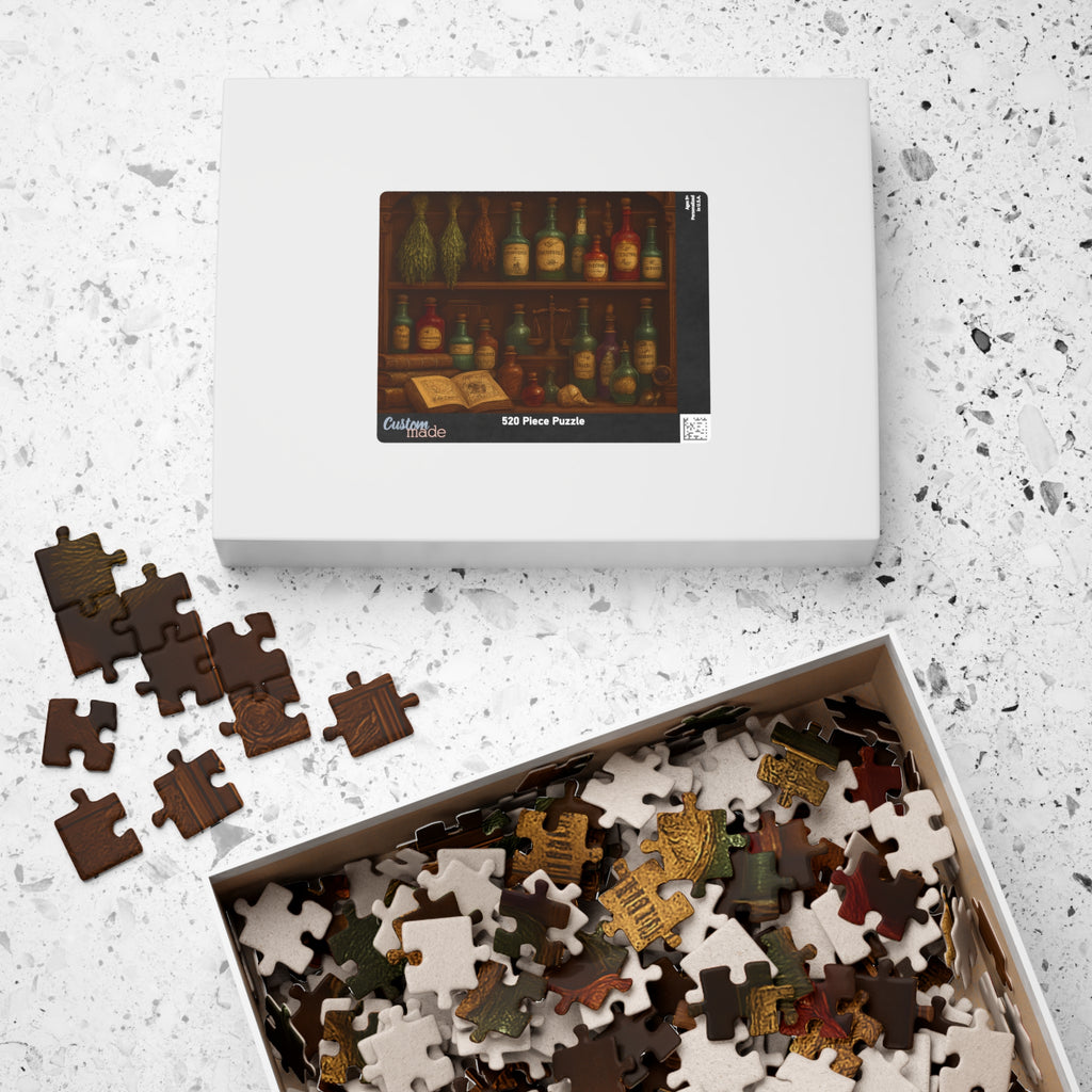 Alchemy of Curiosities Jigsaw Puzzle - Vintage Apothecary Shelf Design