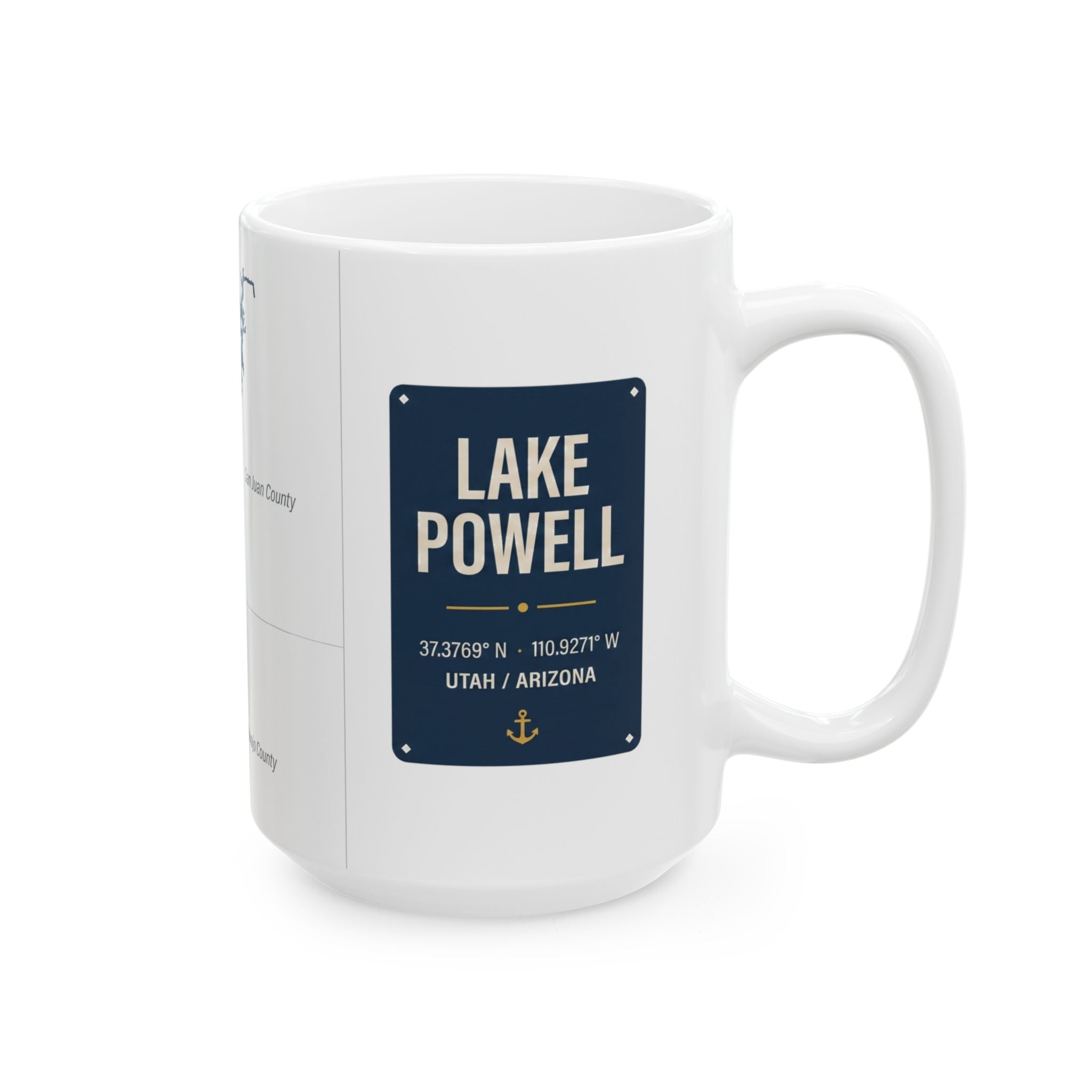 Lake Powell Map Silhouette Coffee Mug 15oz - Unique Lake Life Souvenir