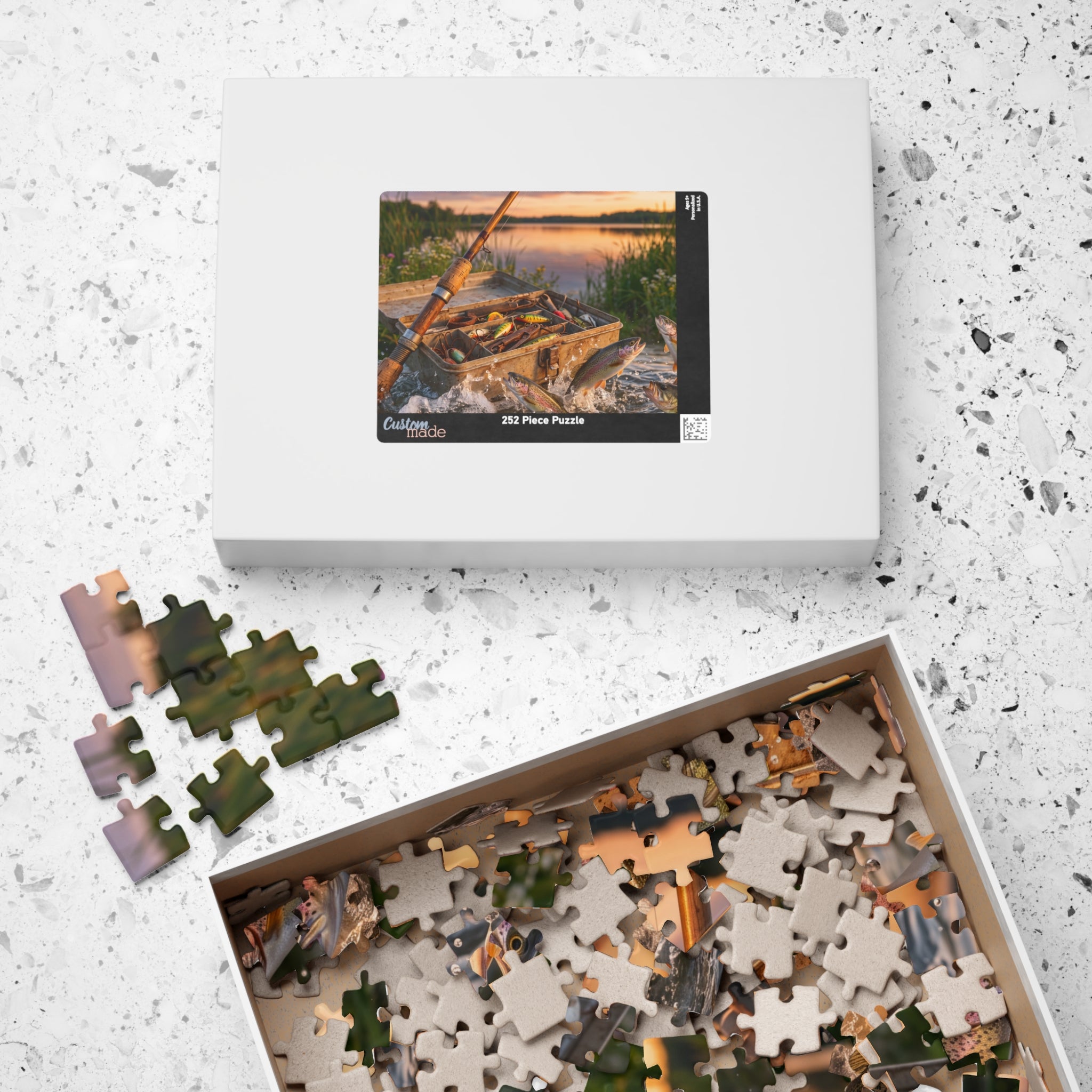 Fishing Rod Jigsaw Puzzle - Vintage Tackle Box Design