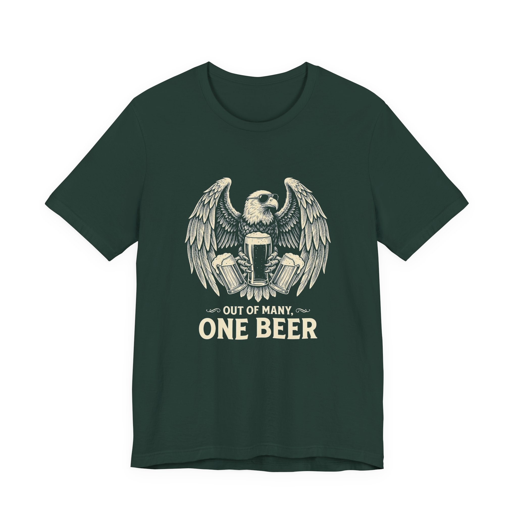 Out of Many One Beer T-Shirt | Funny Patriotic Eagle Beer Tee | 4th of July Drinking Gift | Beer Lover Shirt