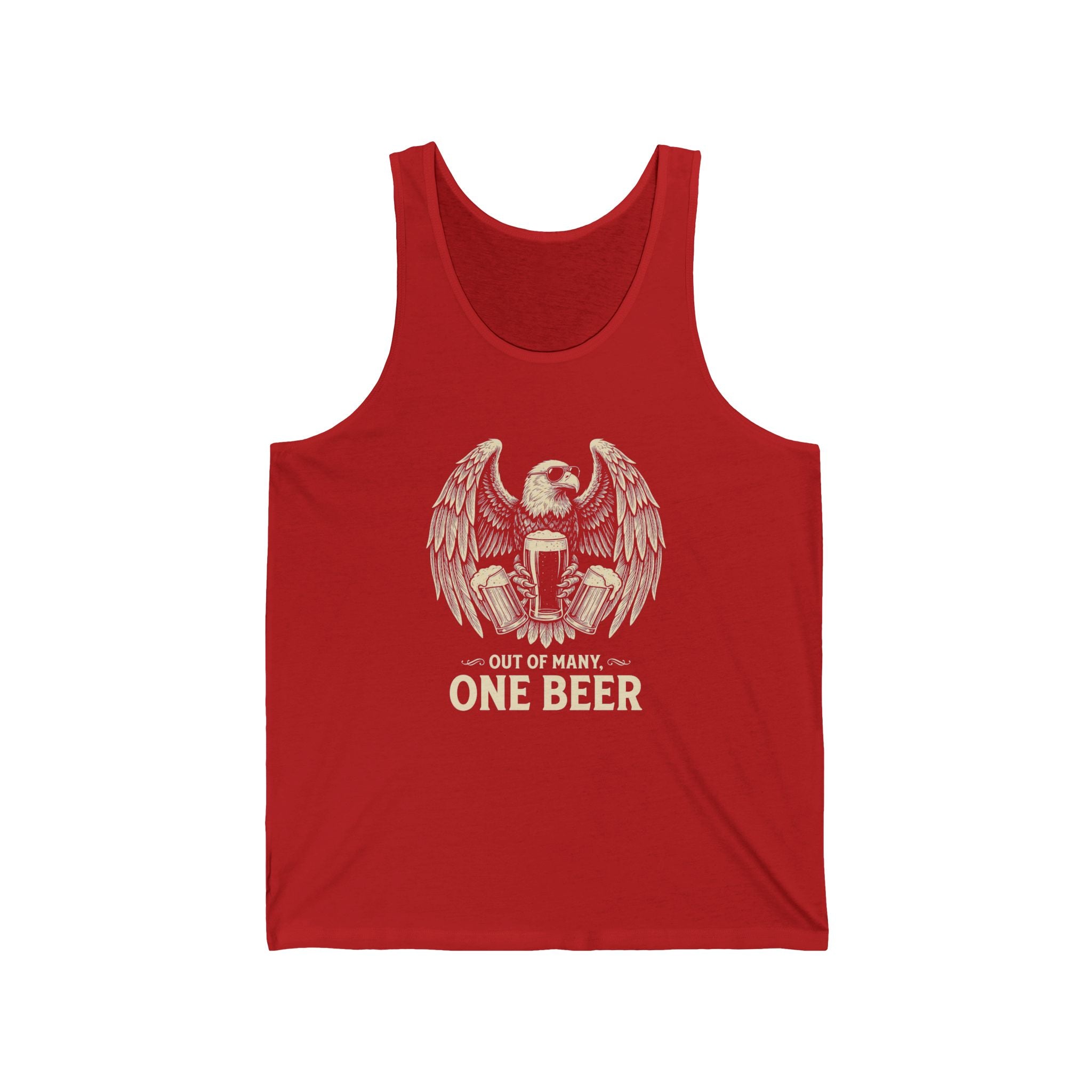 Out of Many One Beer Tank Top | Funny Patriotic Eagle Beer Tee | 4th of July Drinking Gift | Beer Lover Shirt