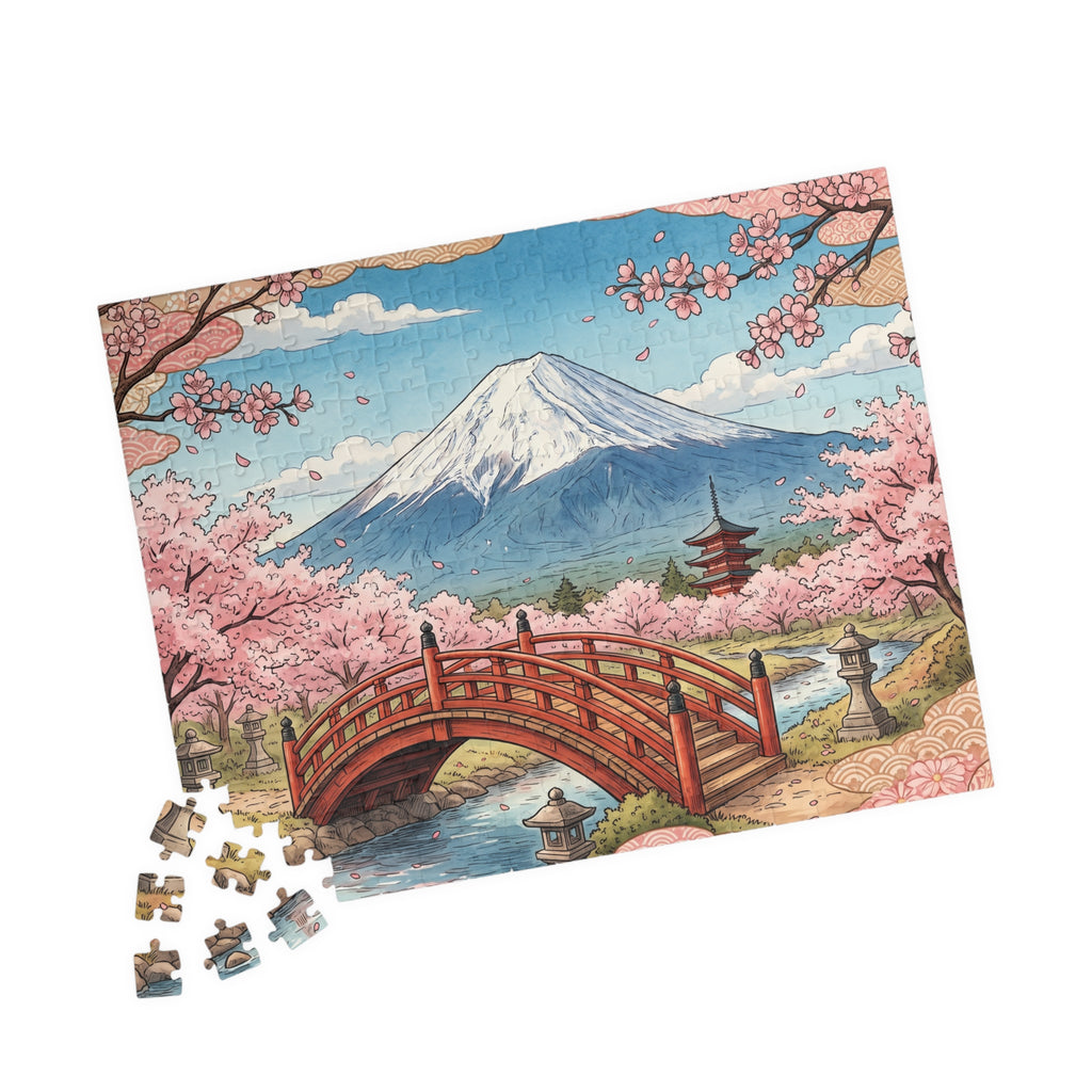 Mount Fuji Cherry Blossoms Jigsaw Puzzle | Japan Scenic Landscape