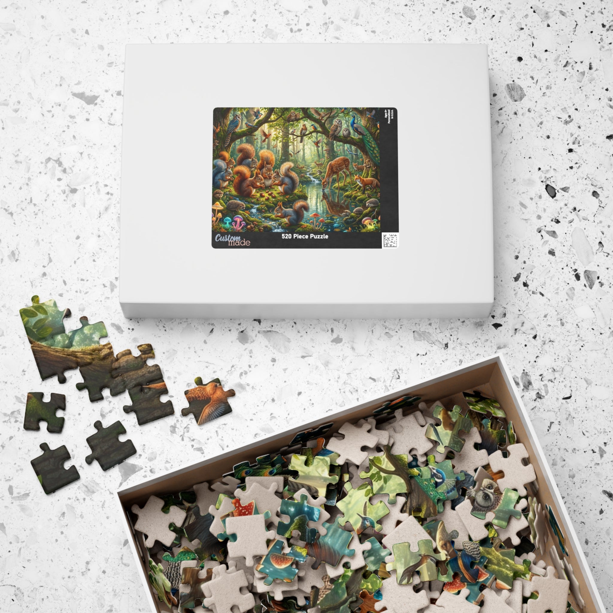 Whimsical Forest Panorama Jigsaw Puzzle - Woodland Creatures Scene