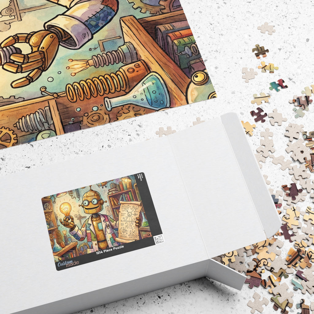 Robot Professor Jigsaw Puzzle - Invention in Progress Puzzle Illustration