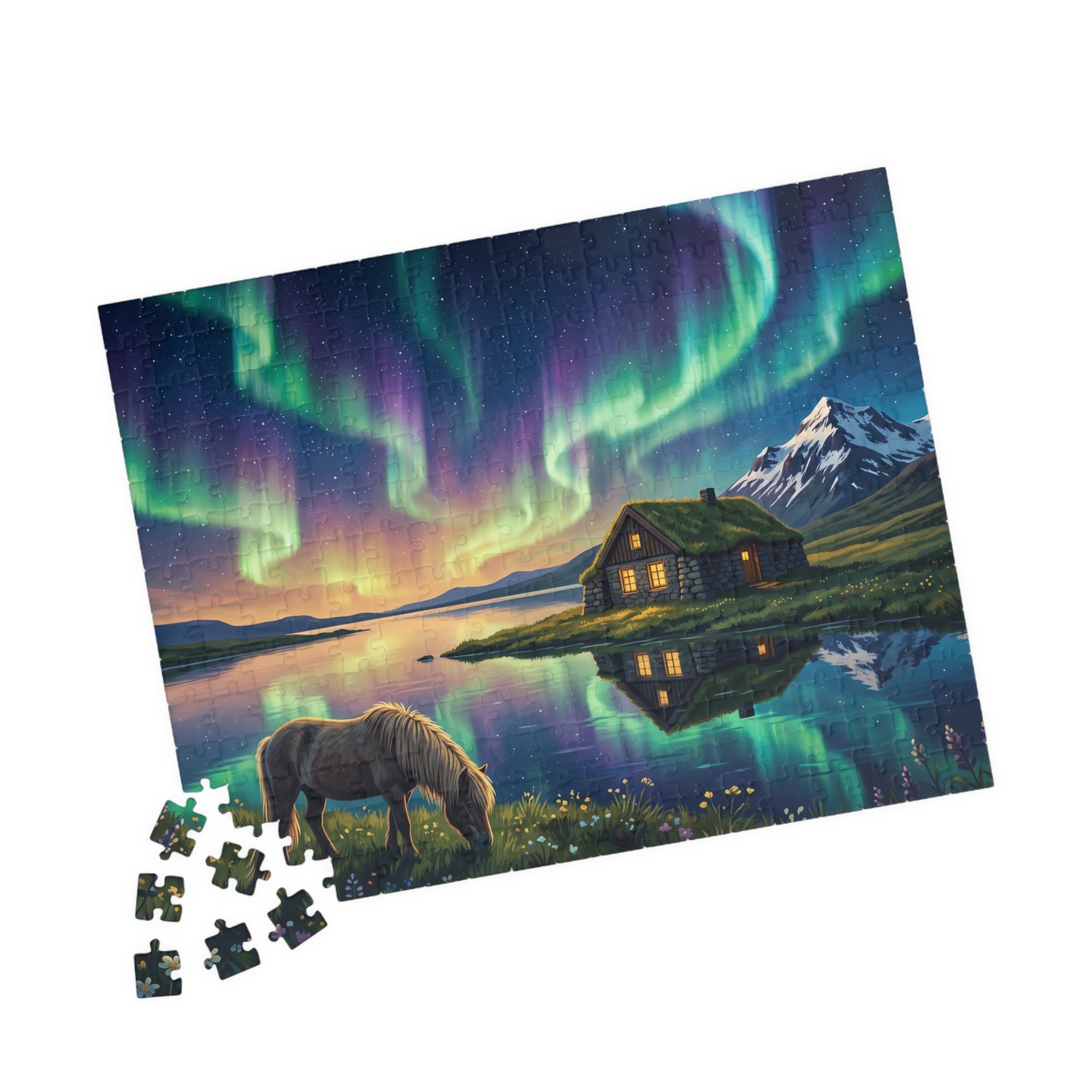Northern Lights Iceland Jigsaw Puzzle | Aurora Borealis Landscape