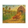 Elegant Chicken Jigsaw Puzzle with Geometric Design in Pastels