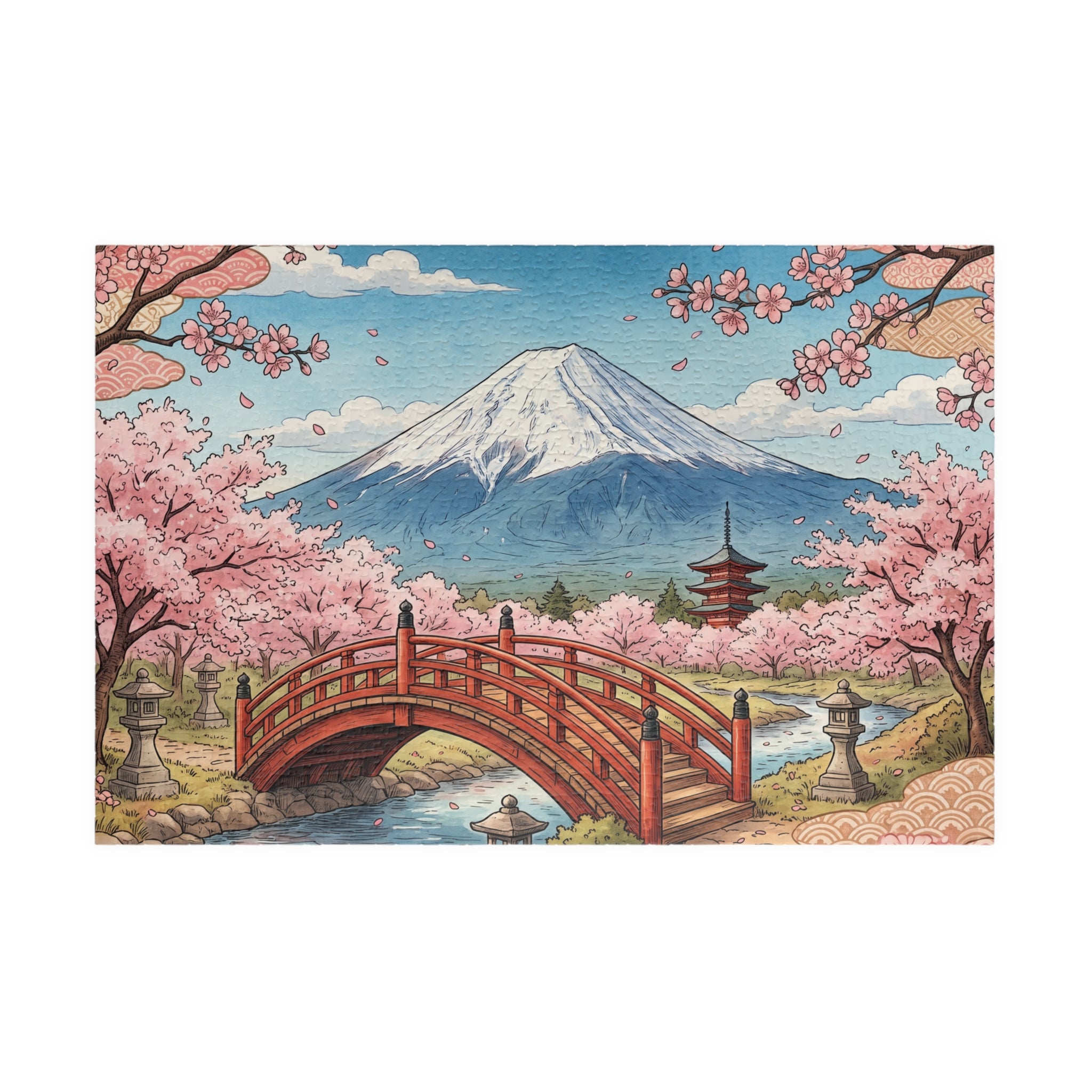 Mount Fuji Cherry Blossoms Jigsaw Puzzle | Japan Scenic Landscape