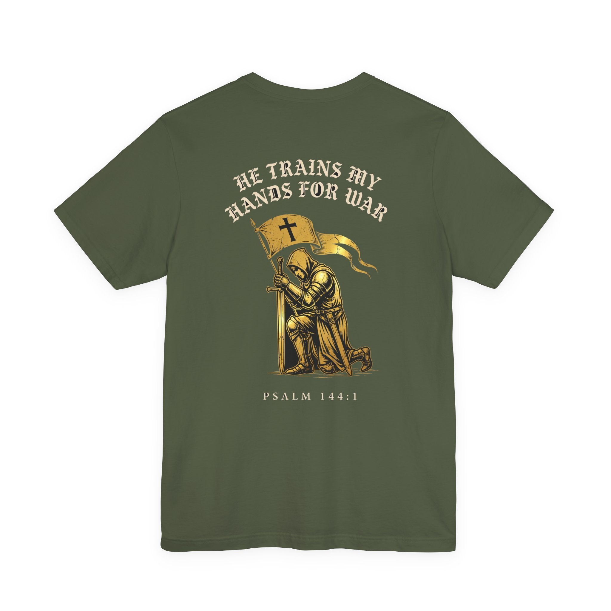 He Trains My Hands For War Christian Tee | Reformed Warrior Faith Shirt