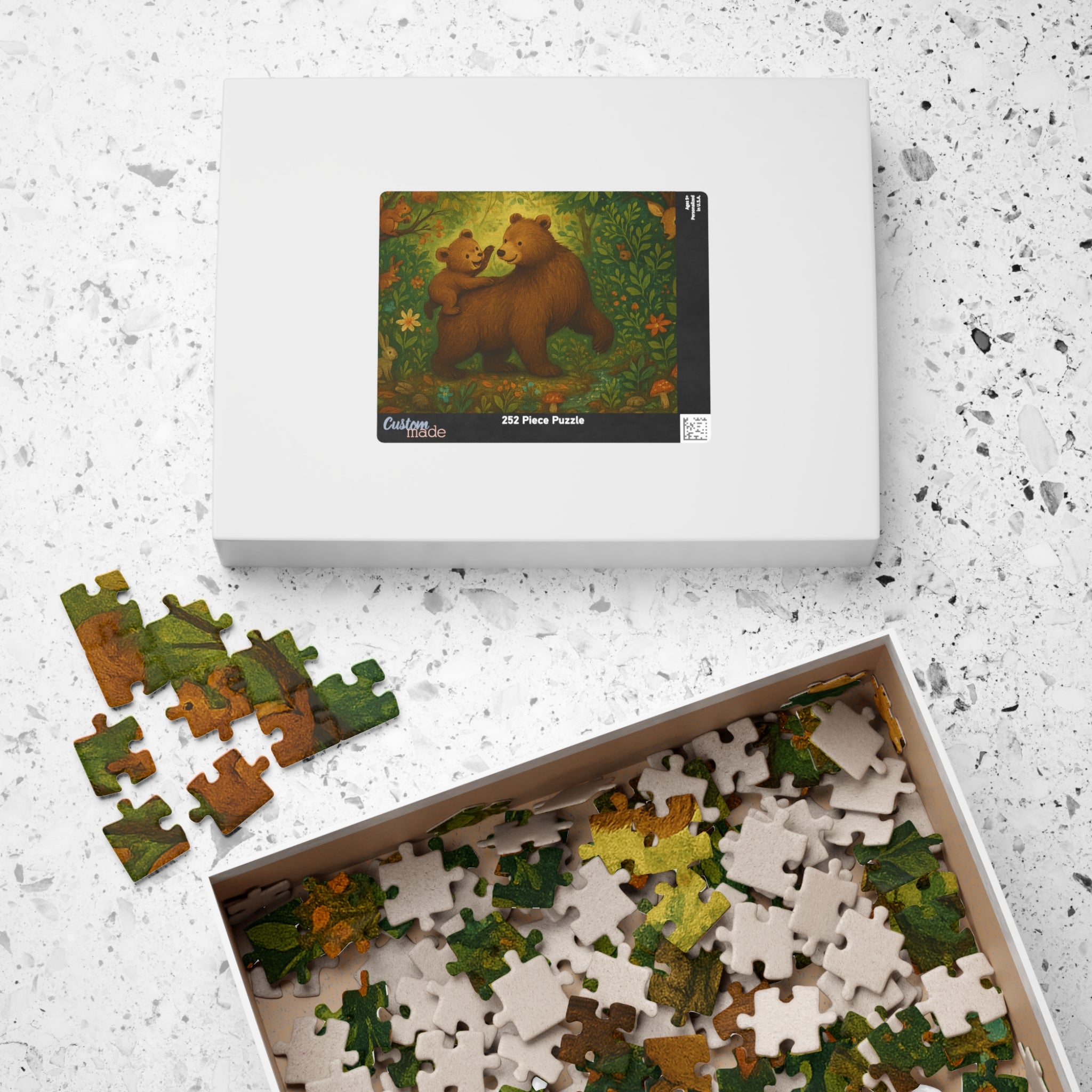 Forest Scene Jigsaw Puzzle - Mother Bear and Cub with Woodland Creatures