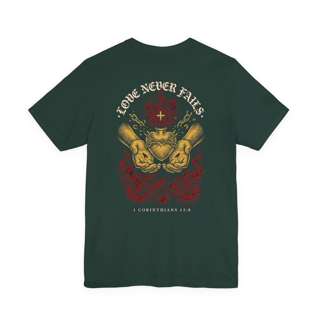 Love Never Fails Christian Tee | Reformed Warrior Faith Shirt