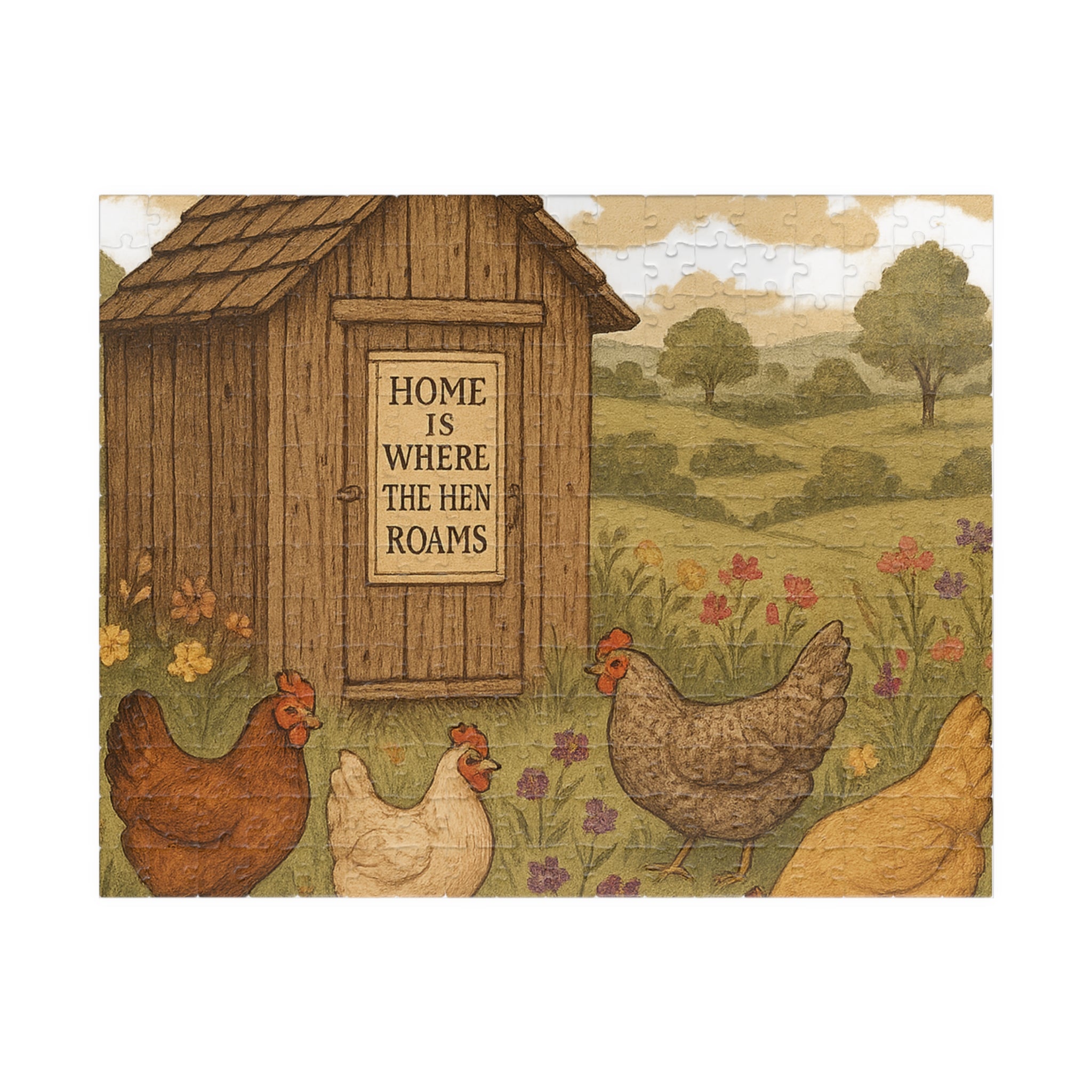 Vintage Chicken Coop Jigsaw Puzzle - Home is Where the Hen Roams