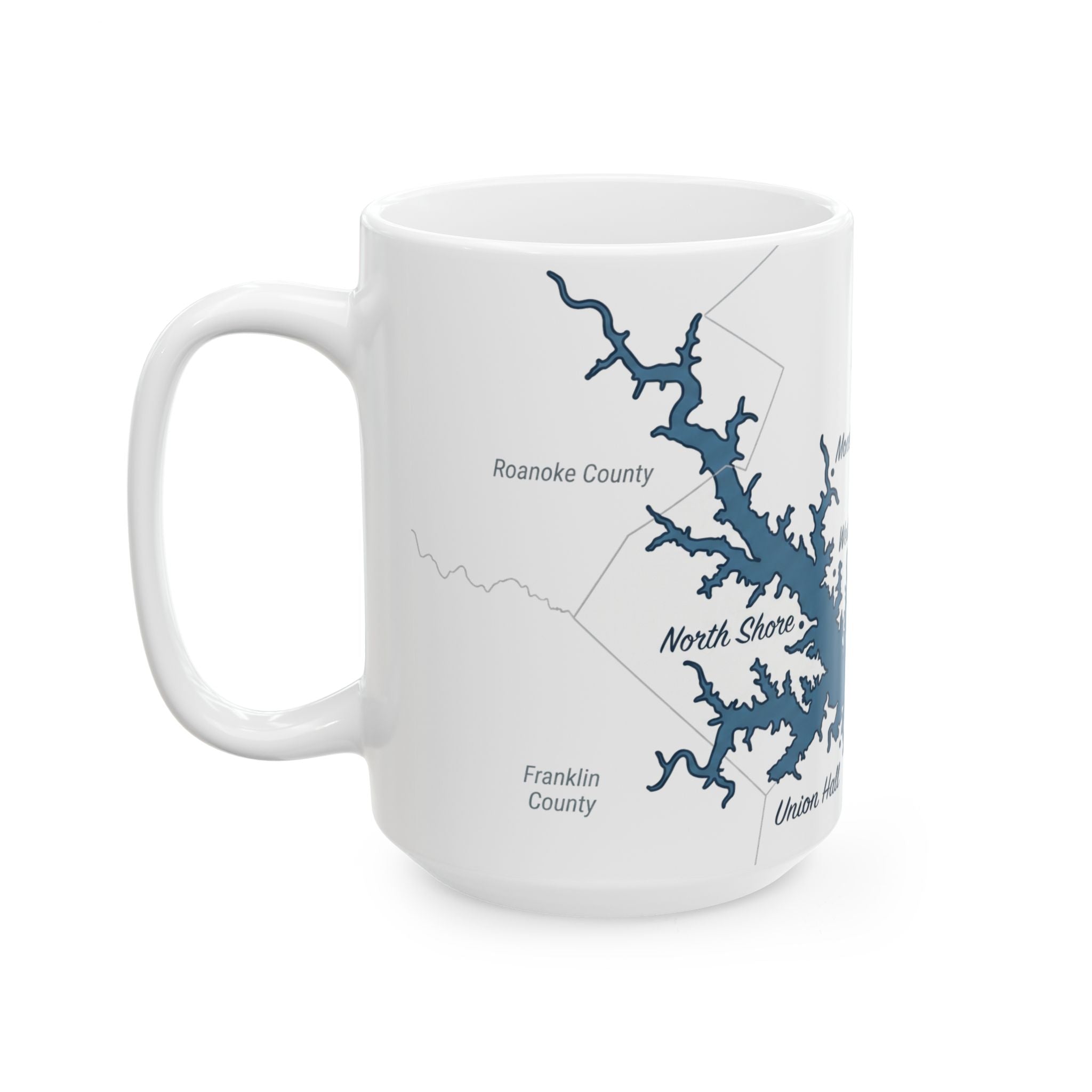 Smith Mountain Lake Map Silhouette Coffee Mug 15oz - Unique Lake Life Souvenir
