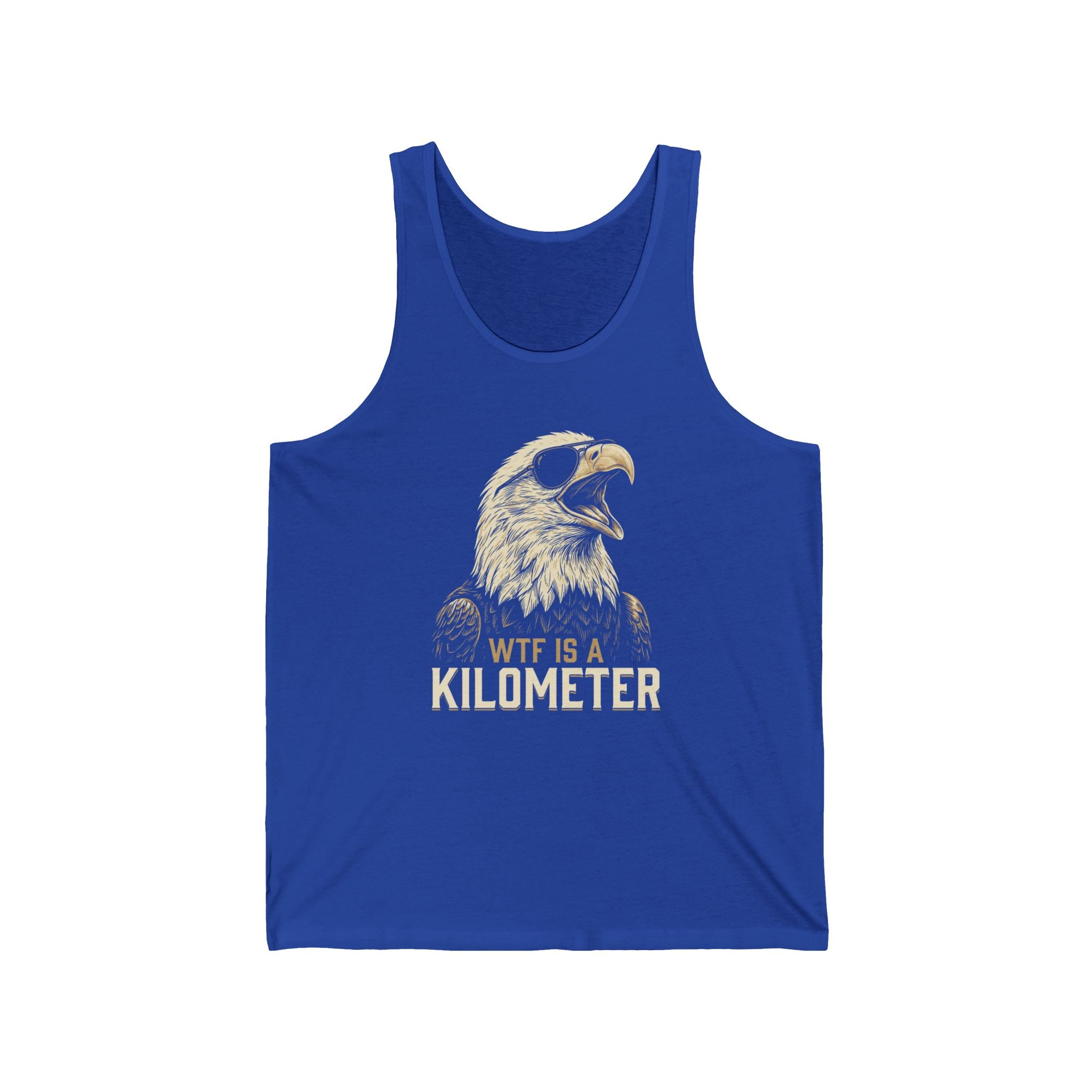 WTF Is A Kilometer Funny Eagle Tank Top | Sarcastic 4th of July Tee | Anti-Metric America Gift
