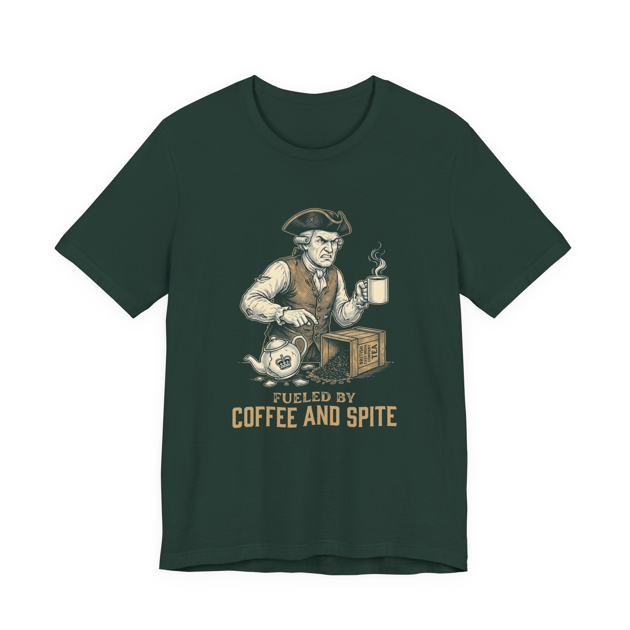 Fueled By Coffee and Spite Funny Eagle T-Shirt | Sarcastic 4th of July Tee | Patriotic Gift