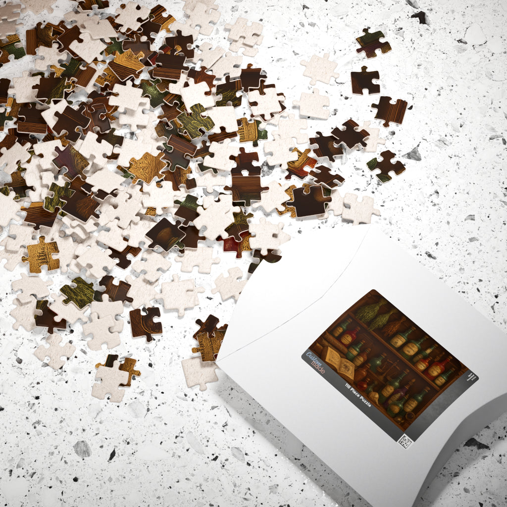 Alchemy of Curiosities Jigsaw Puzzle - Vintage Apothecary Shelf Design