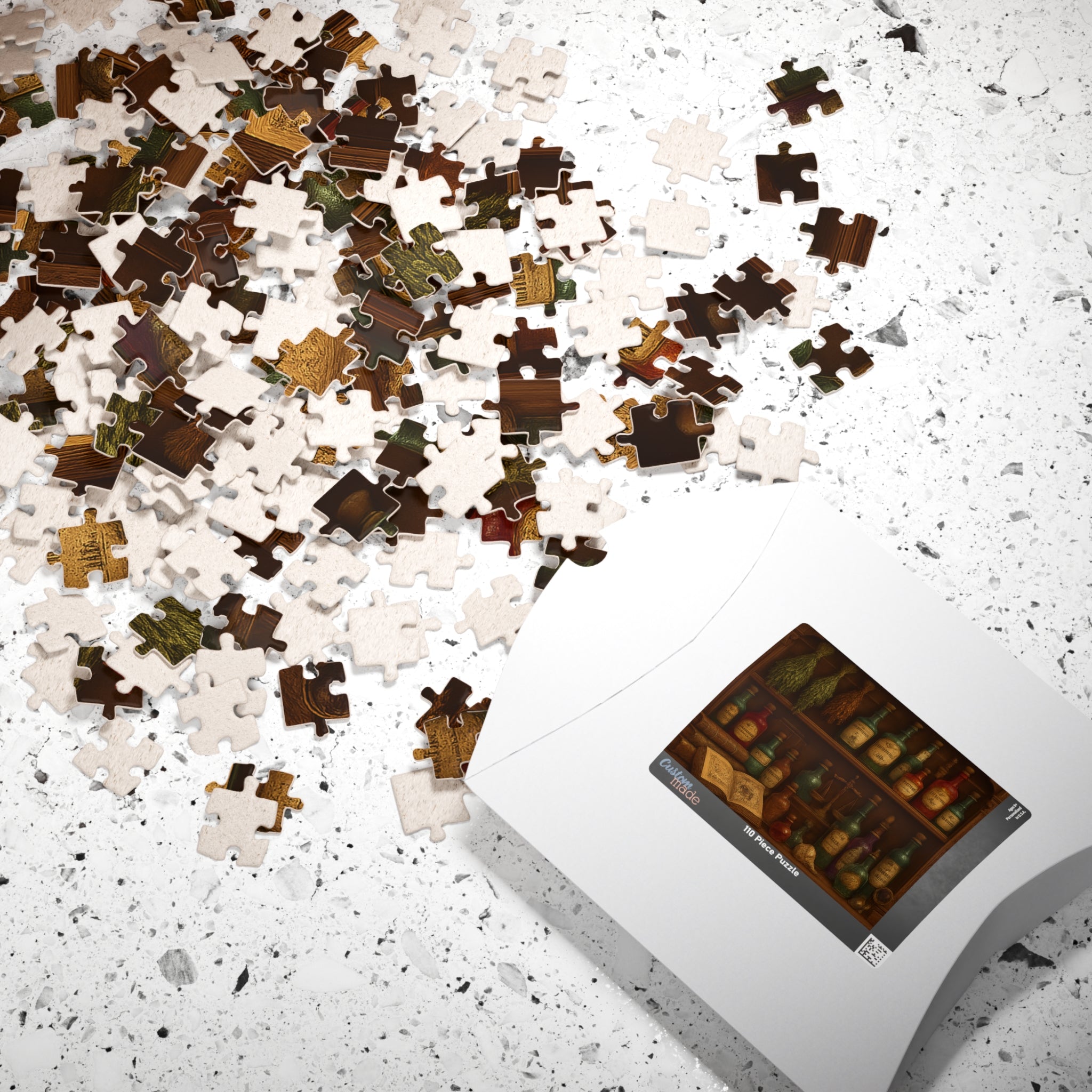 Alchemy of Curiosities Jigsaw Puzzle - Vintage Apothecary Shelf Design