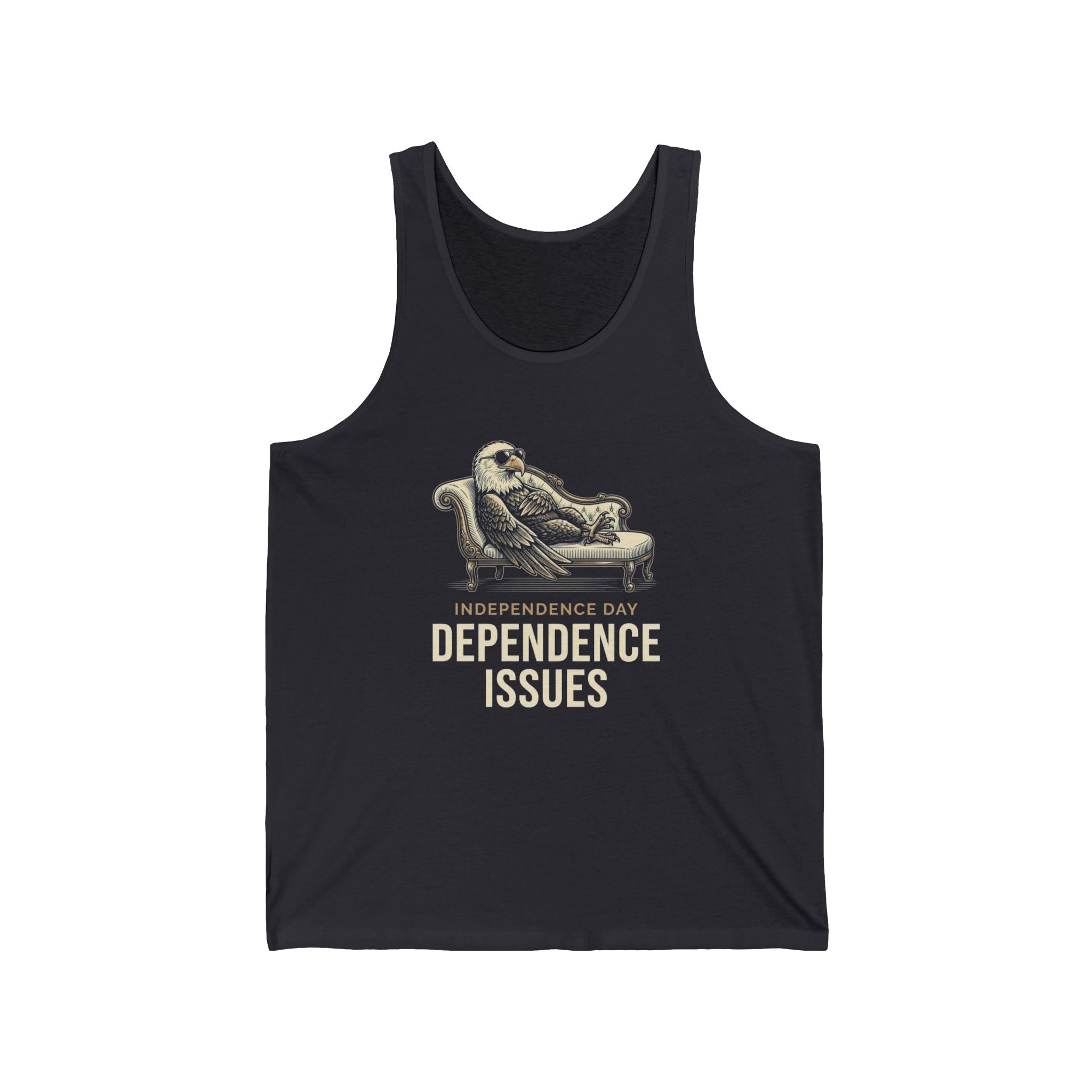Independence Day Dependence Issues Tank Top | Funny Eagle 4th of July Tee | Sarcastic Patriotic Gift