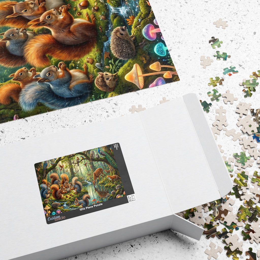 Whimsical Forest Panorama Jigsaw Puzzle - Woodland Creatures Scene