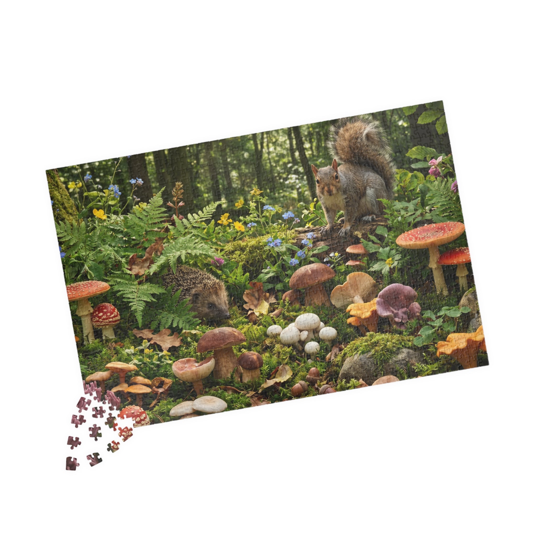 Mushroom Forager Jigsaw Puzzle - Retro-Inspired Nature Scene | 1014 Piece