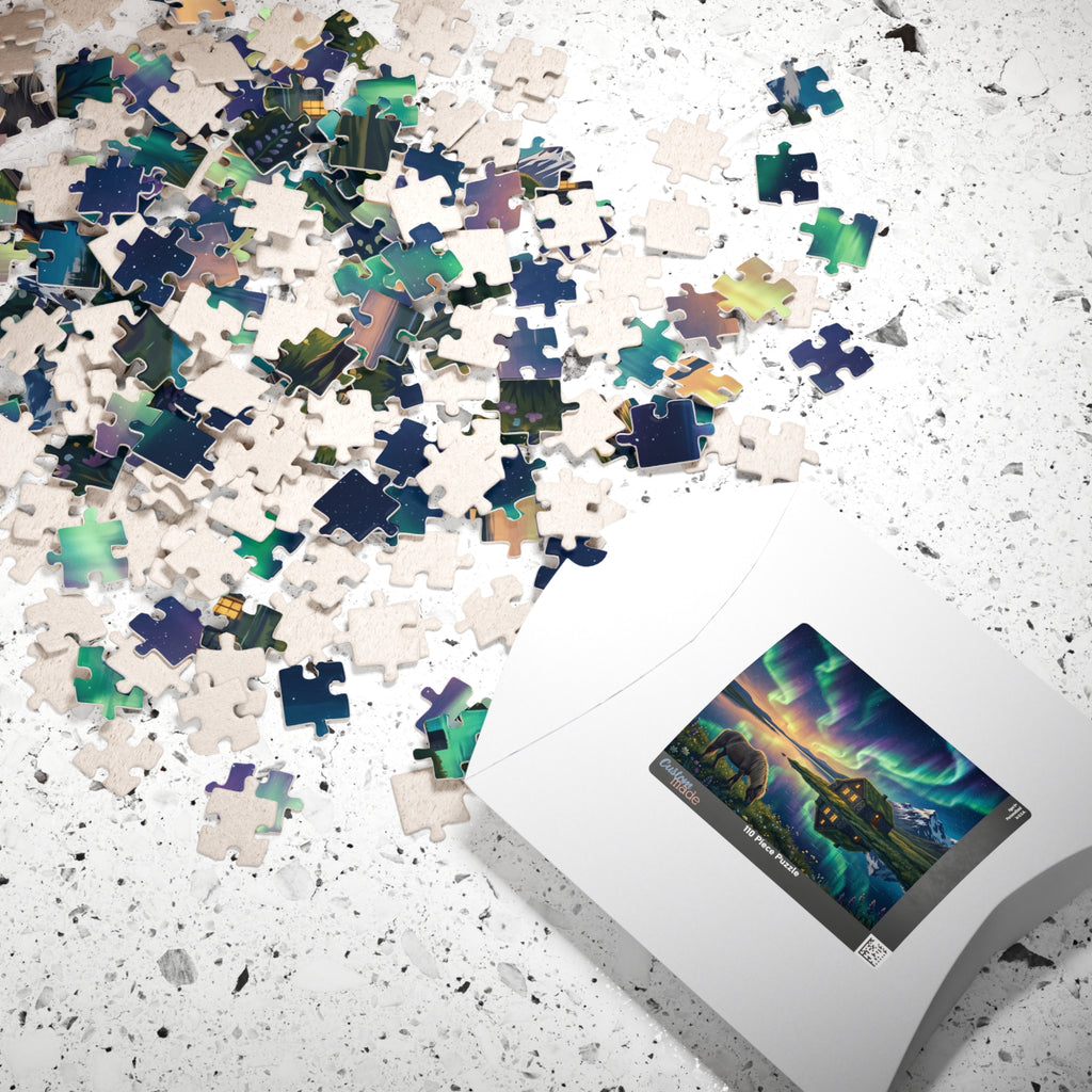 Northern Lights Iceland Jigsaw Puzzle | Aurora Borealis Landscape