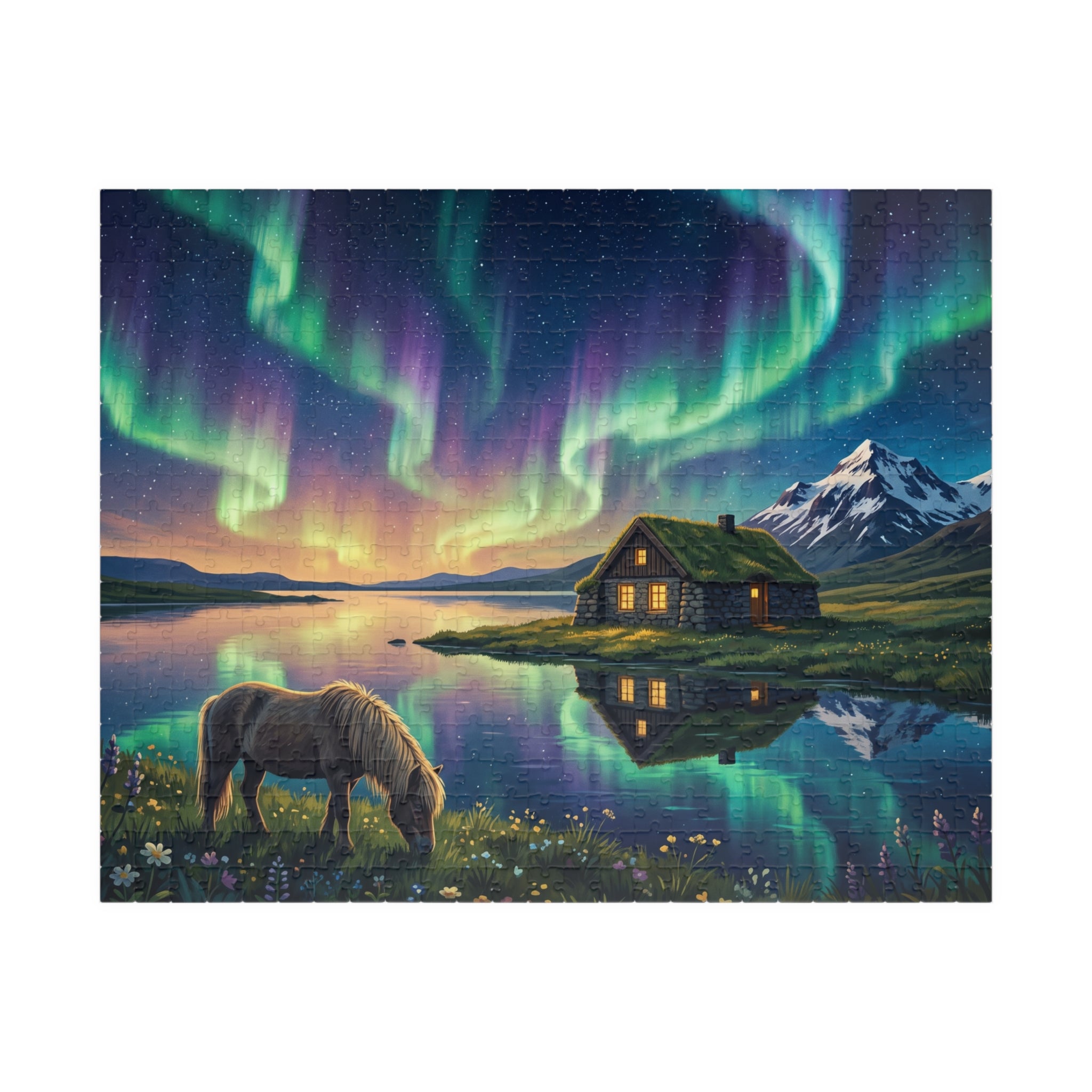 Northern Lights Iceland Jigsaw Puzzle | Aurora Borealis Landscape