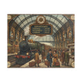Vintage European Train Station Jigsaw Puzzle | Steam Engine Travel Art | 110-1014 Piece