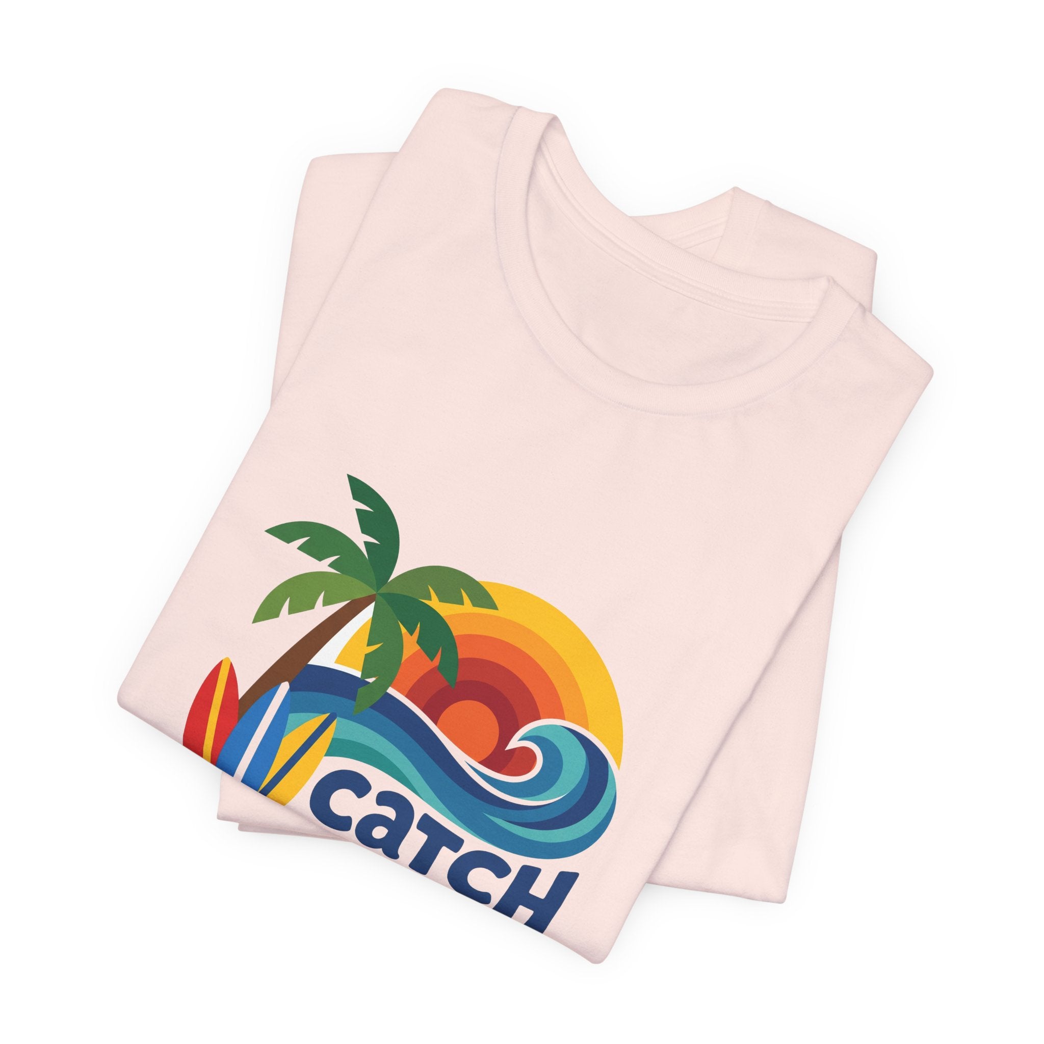 Catch the Wave Tee - Retro Beach Sunset Surfboard Design