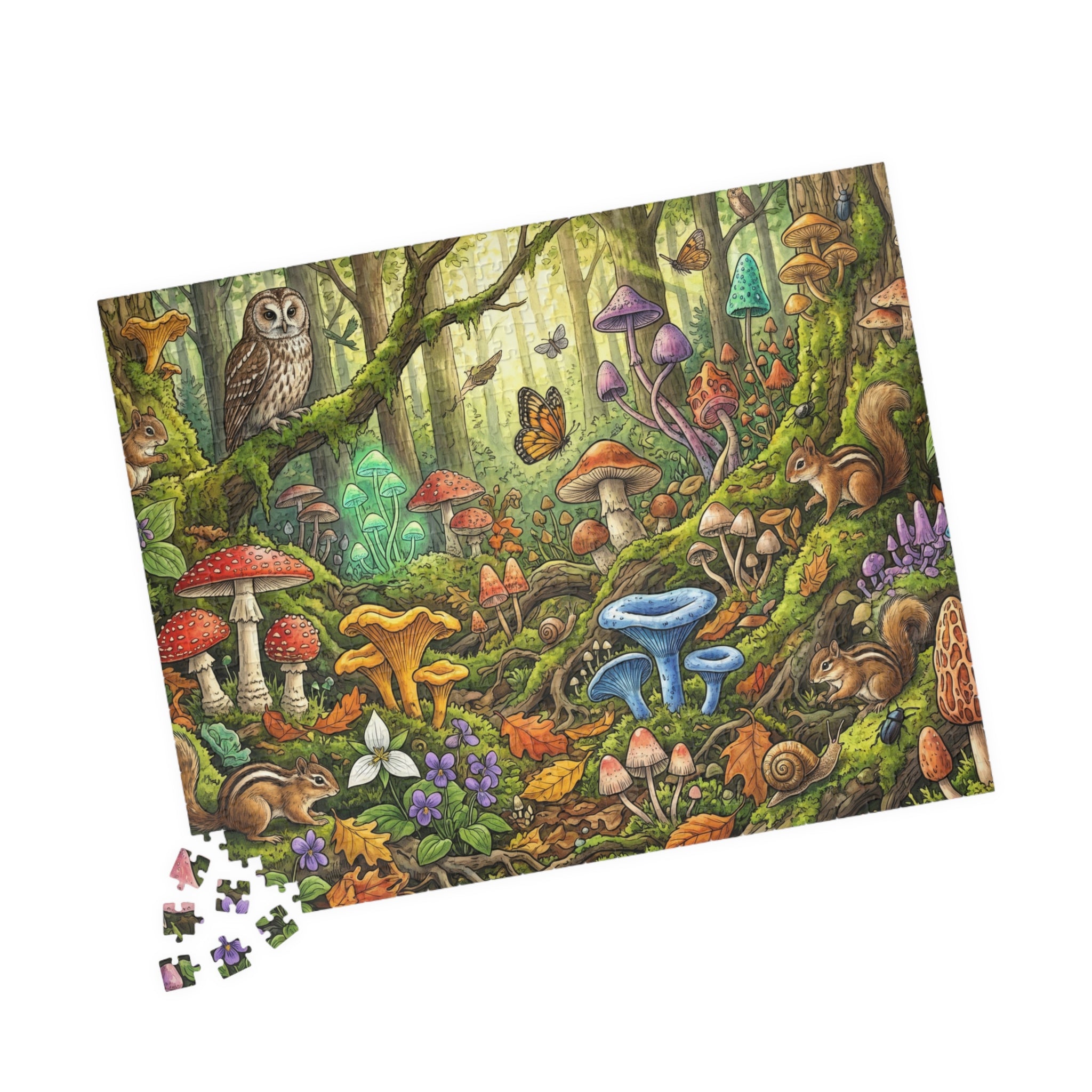 Mushroom Jigsaw Puzzle - Rooted in Nature Minimalist Design | 1014 Piece