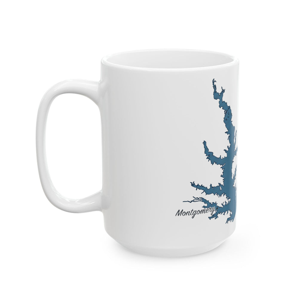 Lake Conroe Map Silhouette Coffee Mug 15oz - Unique Lake Life Souvenir