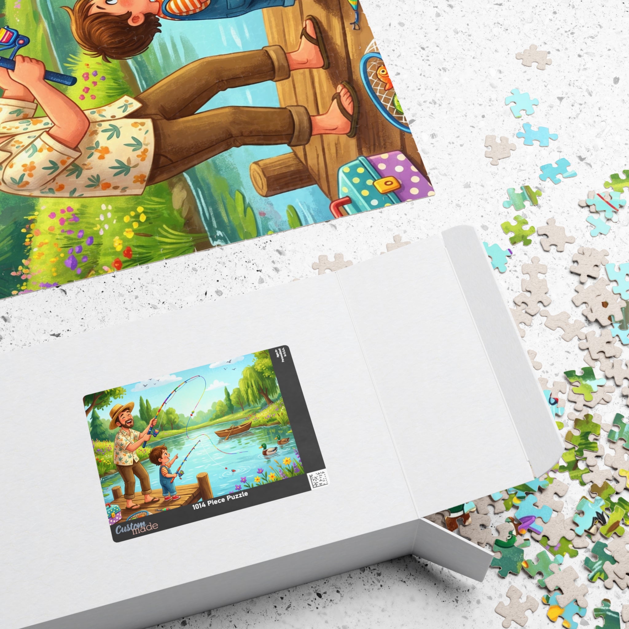 Retro Fishing Buddies Jigsaw Puzzle - Dad and Child Scene