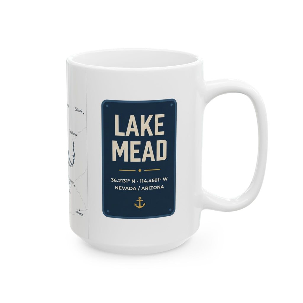 Lake Mead Map Silhouette Coffee Mug 15oz - Unique Lake Life Souvenir