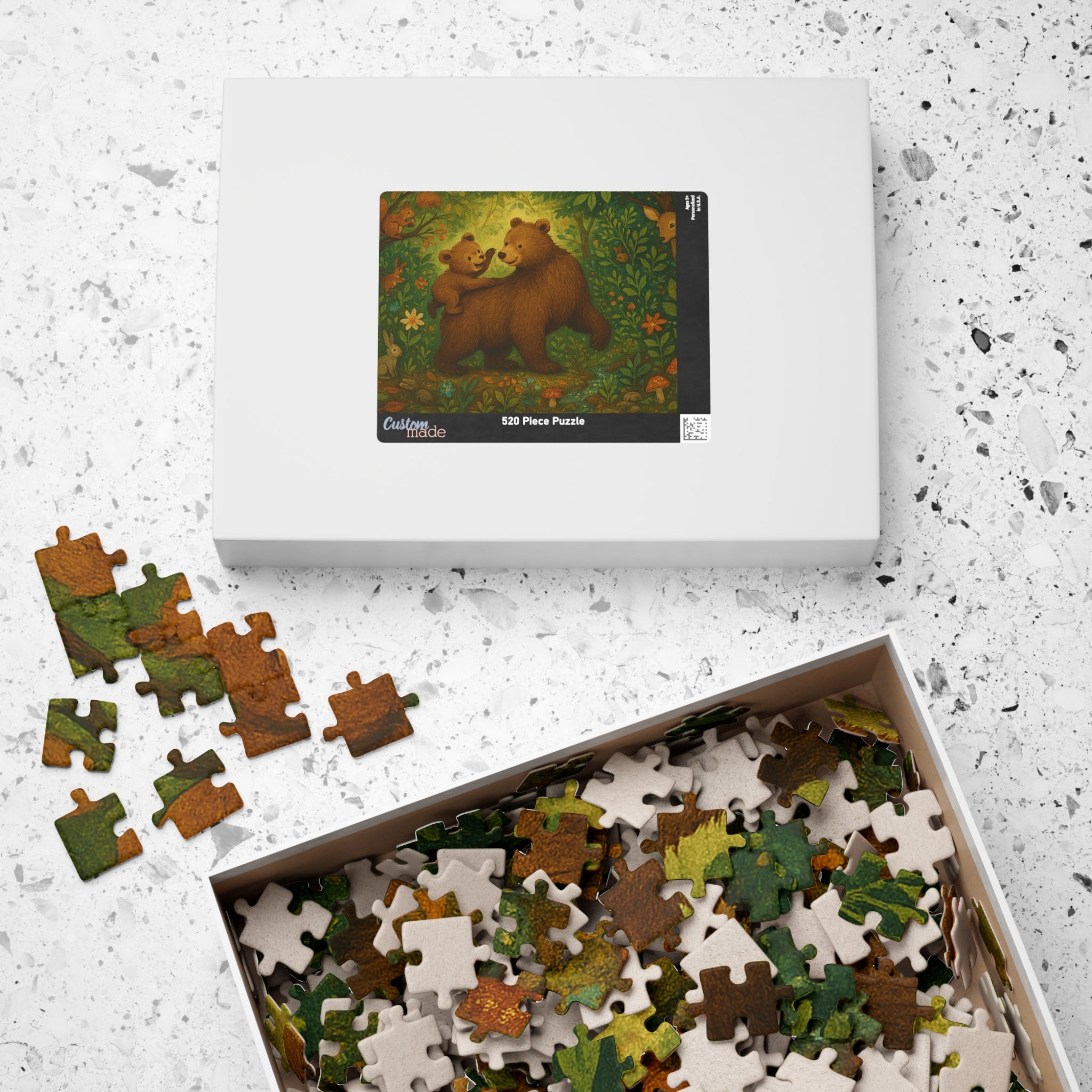 Forest Scene Jigsaw Puzzle - Mother Bear and Cub with Woodland Creatures