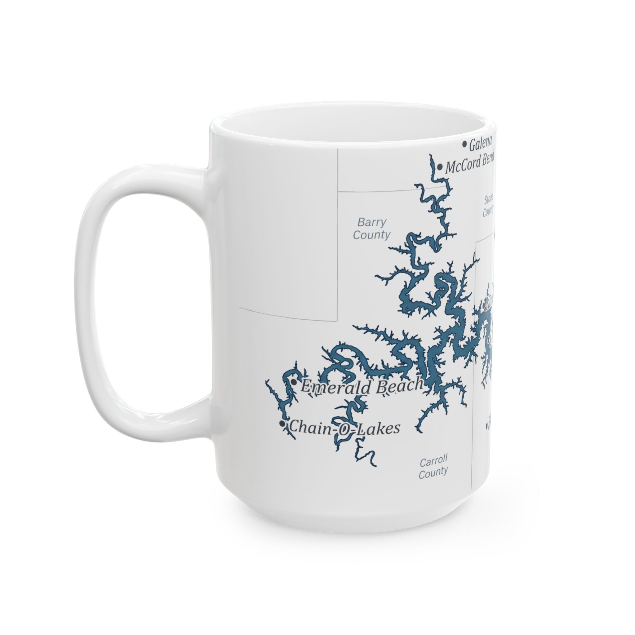 Table Rock Lake Map Silhouette Coffee Mug 15oz - Unique Lake Life Souvenir