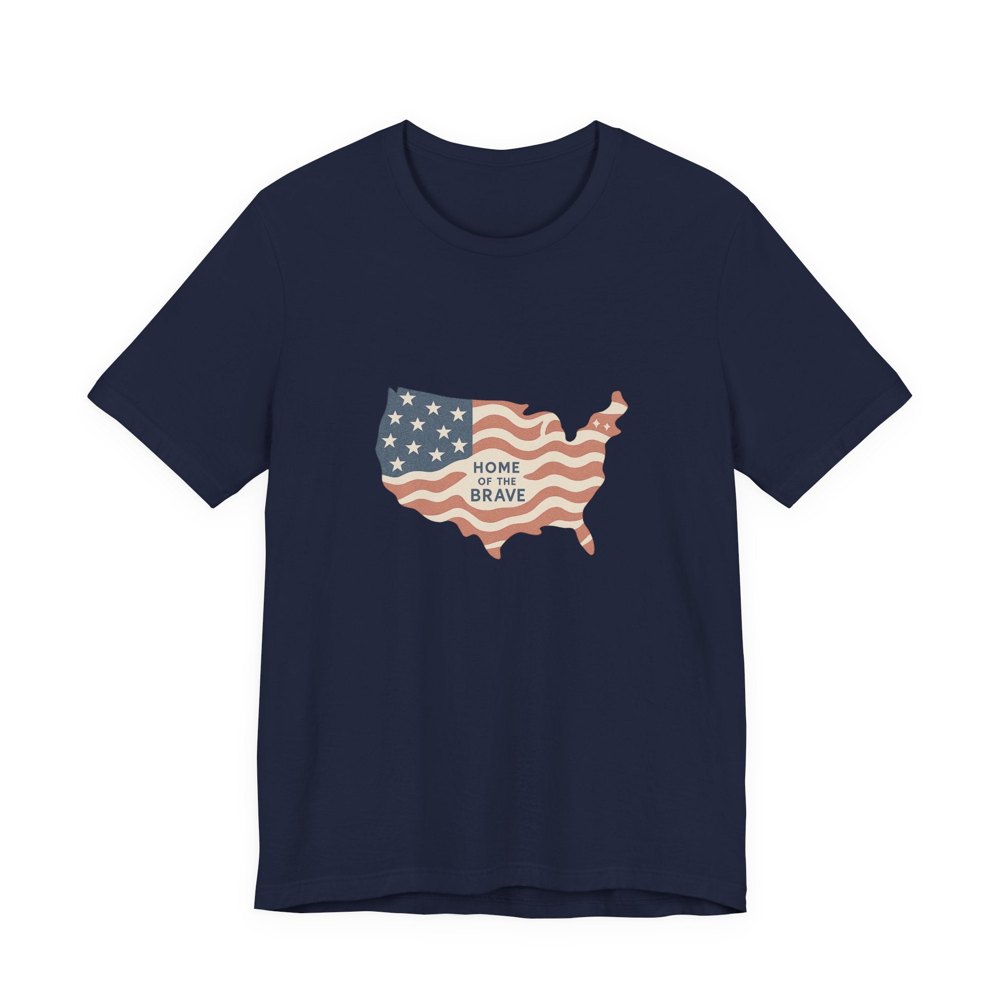 Minimalist USA Map Tee with Stars and Stripes Design
