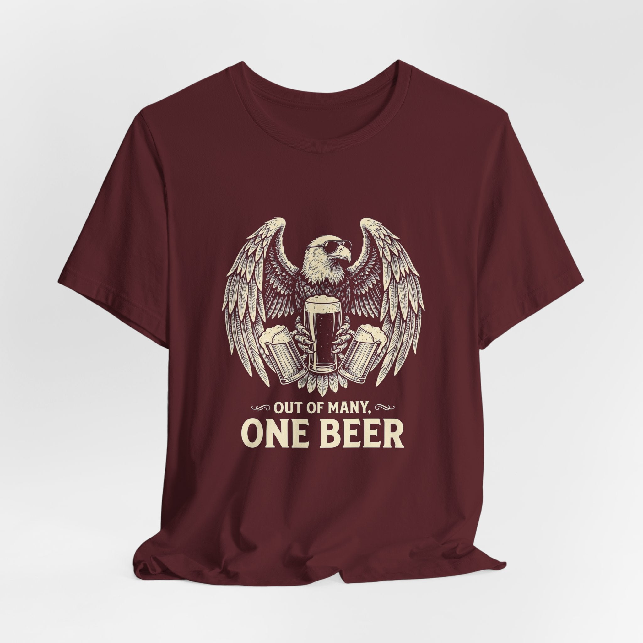 Out of Many One Beer T-Shirt | Funny Patriotic Eagle Beer Tee | 4th of July Drinking Gift | Beer Lover Shirt