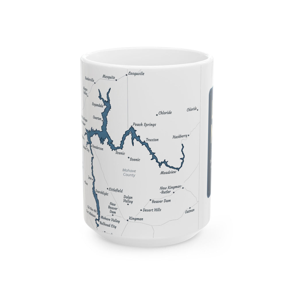 Lake Mead Map Silhouette Coffee Mug 15oz - Unique Lake Life Souvenir