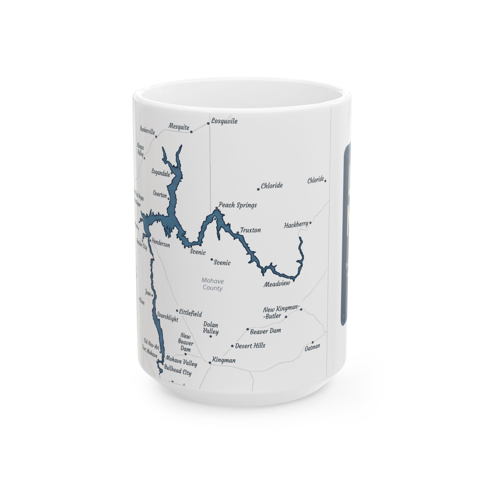 Lake Mead Map Silhouette Coffee Mug 15oz - Unique Lake Life Souvenir