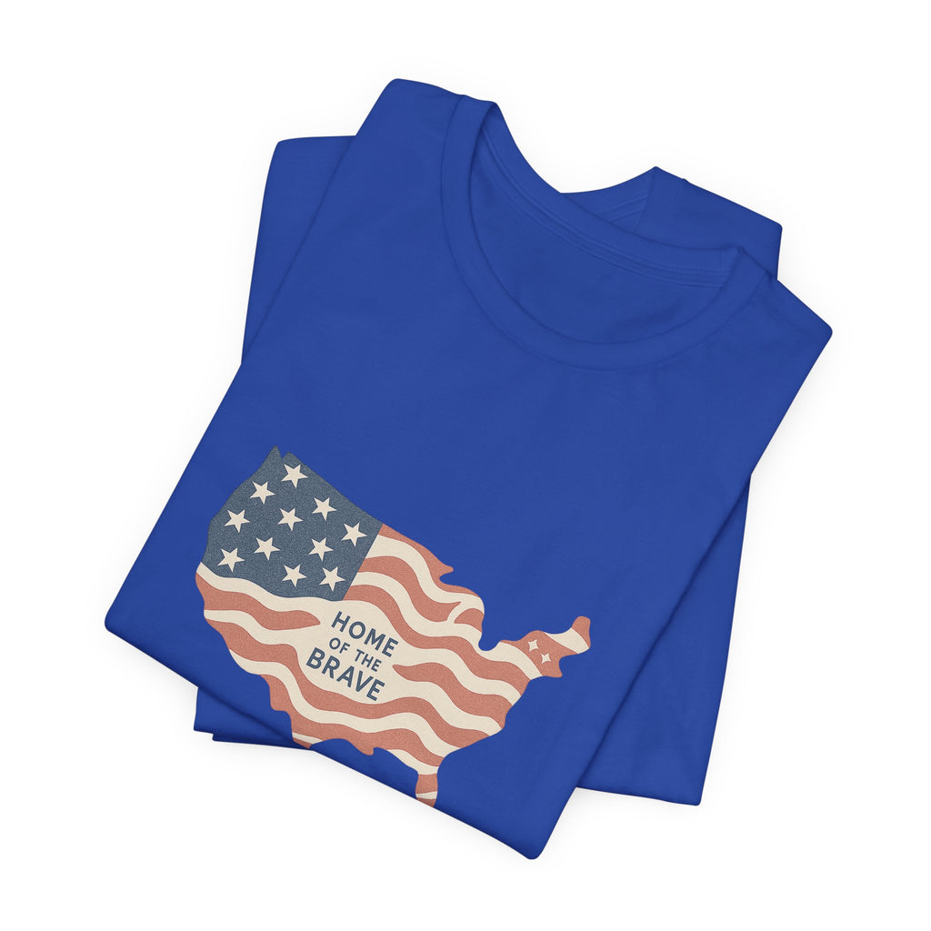 Minimalist USA Map Tee with Stars and Stripes Design