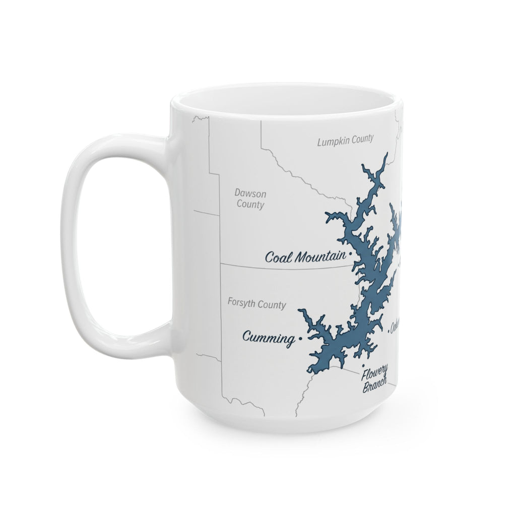 Lake Lanier Map Silhouette Coffee Mug 15oz - Unique Lake Life Souvenir
