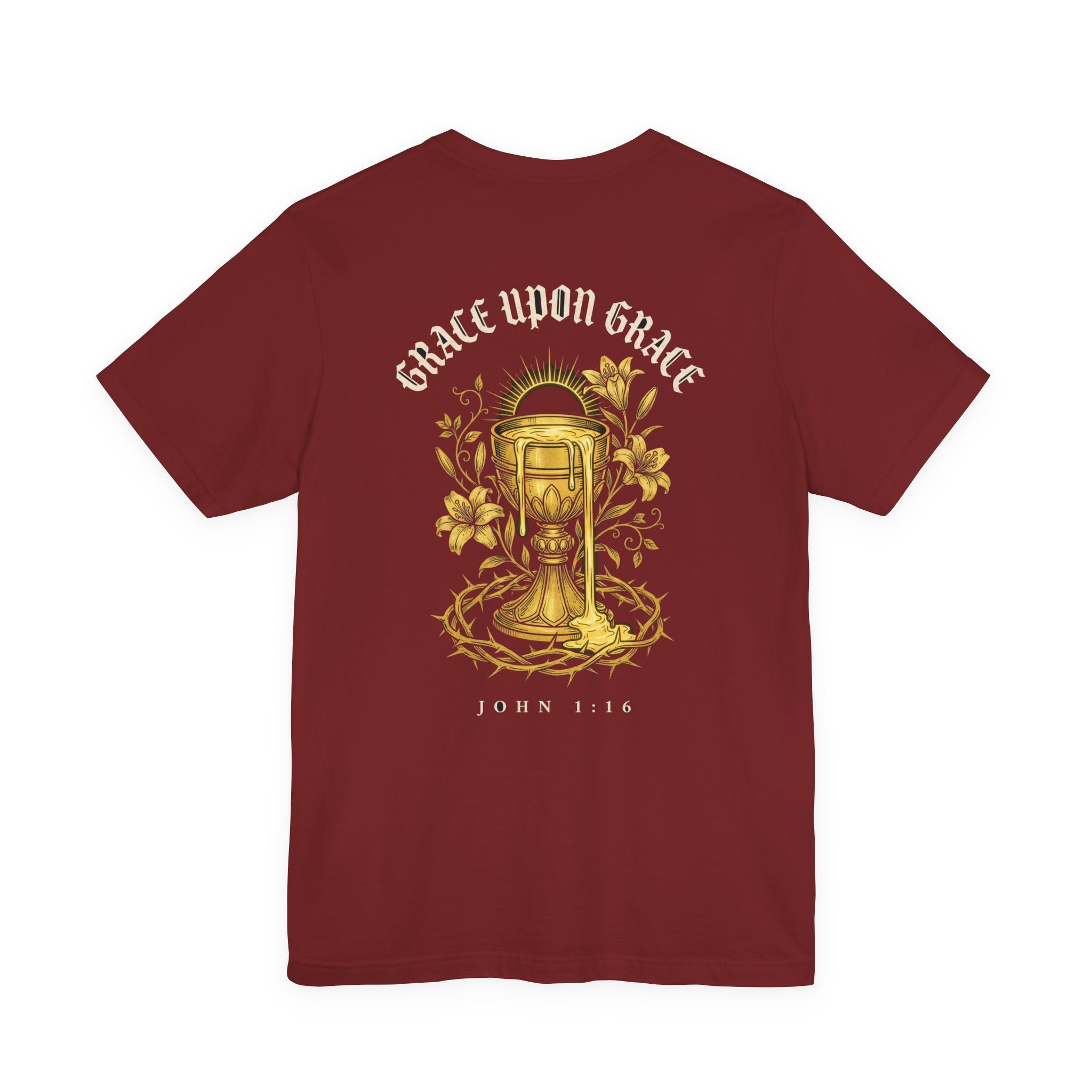 Grace Upon Grace Christian Tee | John 1:16 Floral Faith Bible Verse Shirt