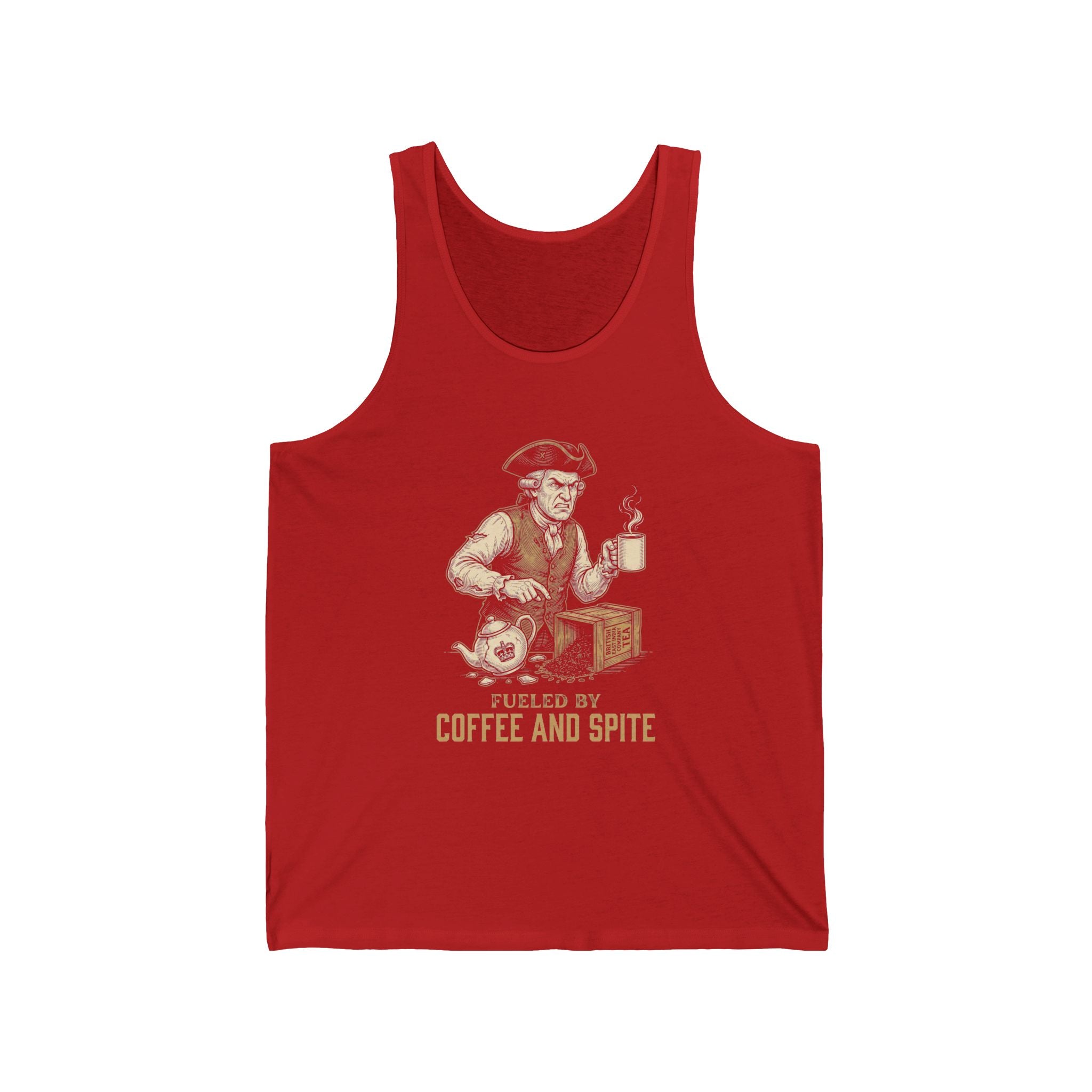 Fueled By Coffee and Spite Funny Eagle Tank Top | Sarcastic 4th of July Tee | Patriotic Gift